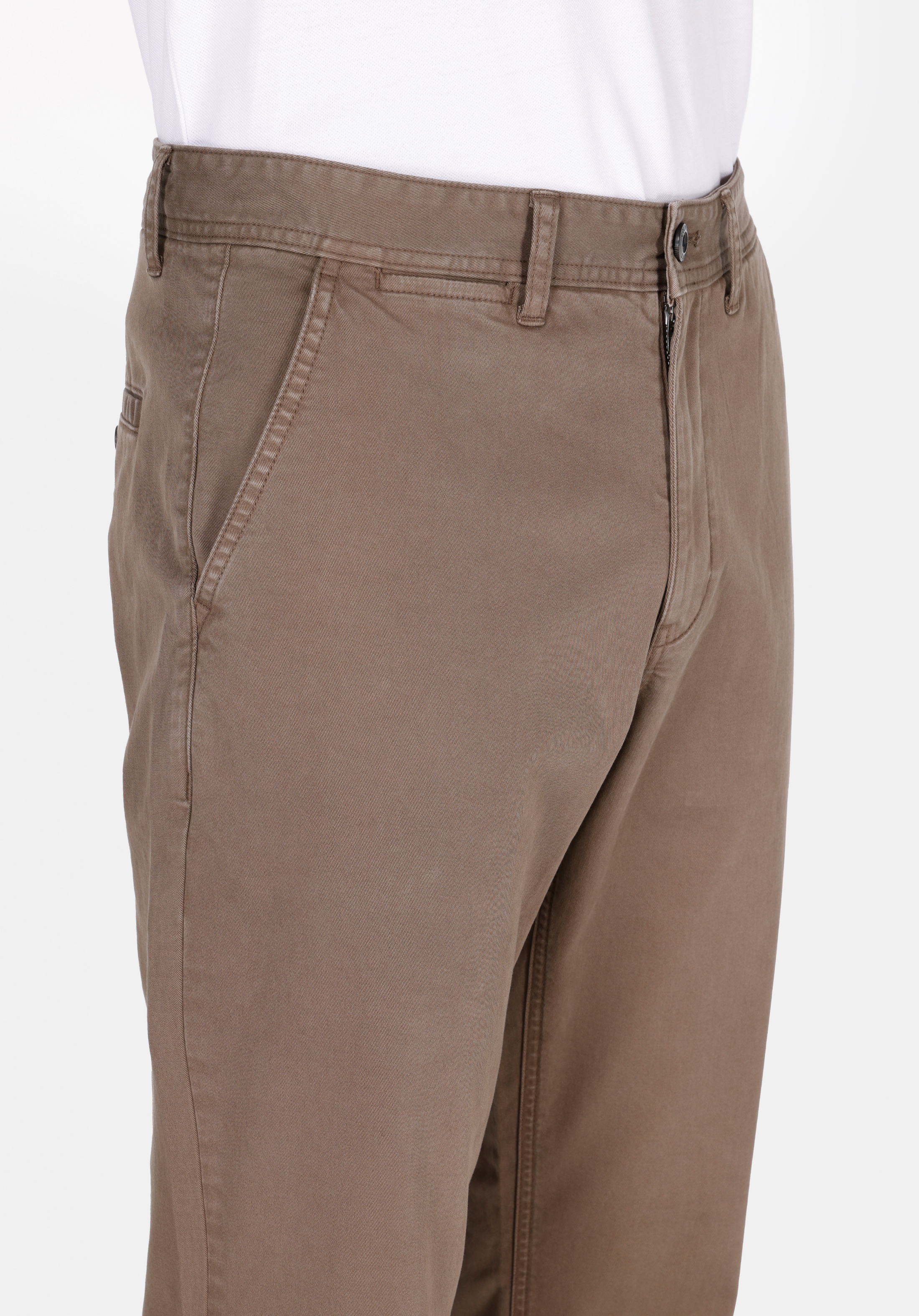 Regular Fit Orta Bel Düz Paça Erkek Kahverengi  Pantolon