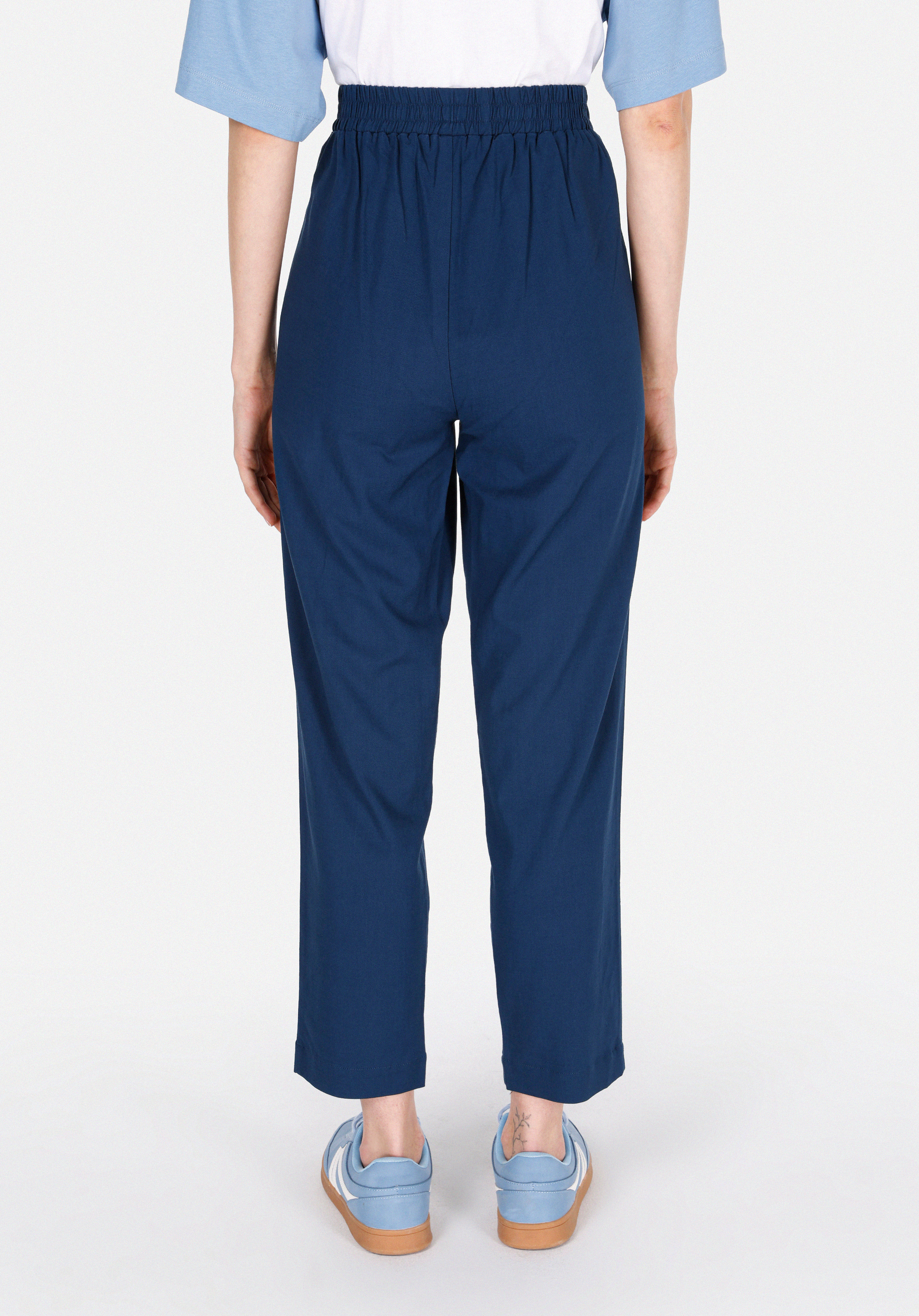 Regular Fit Yüksel Bel Düz Paça Kadın İndigo  Pantolon