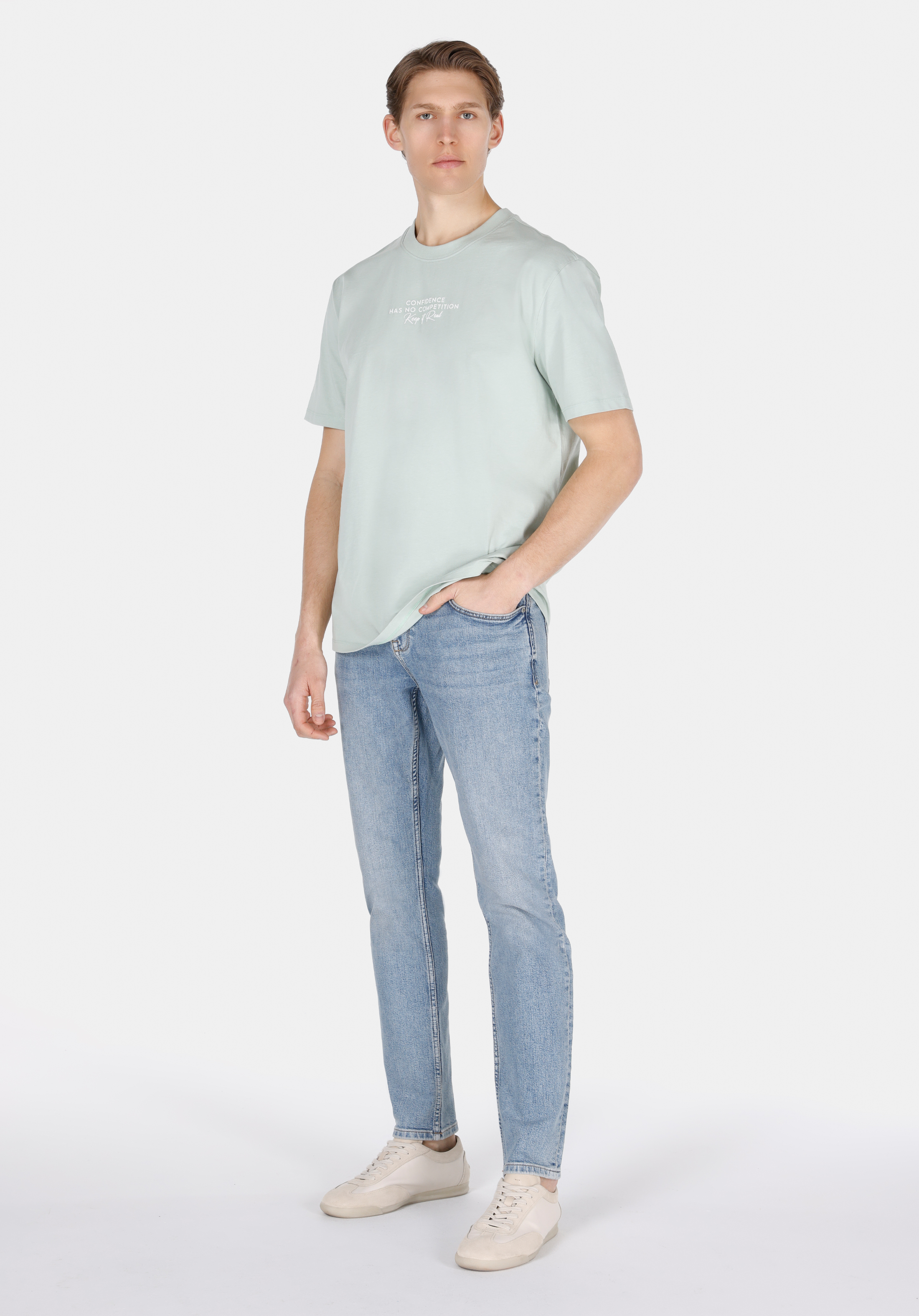 Comfort Fit Yuvarlak Yaka Düz Erkek Yeşil Kısa Kol Tişört