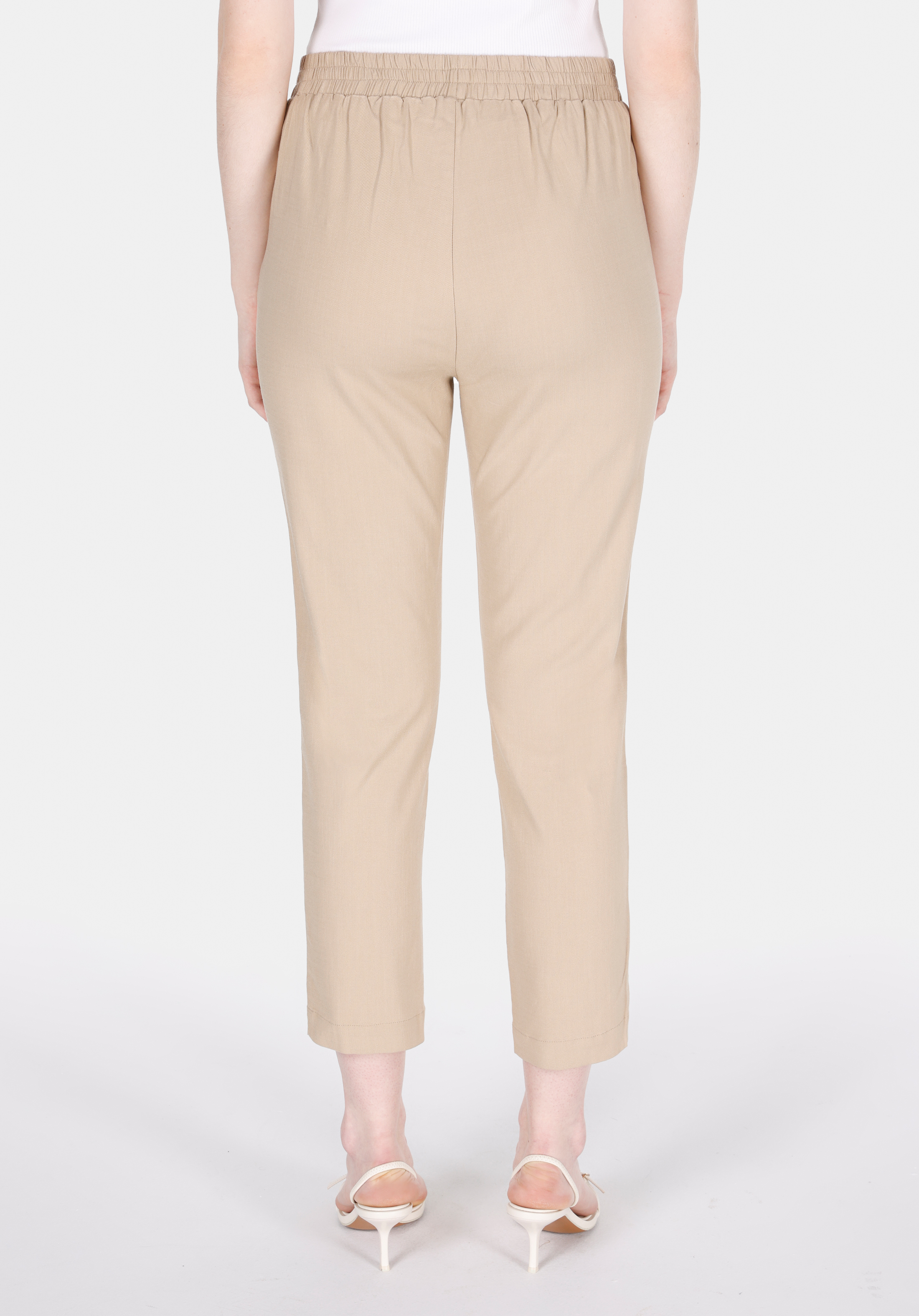 Regular Fit Yüksel Bel Düz Paça Kadın Vizon  Pantolon