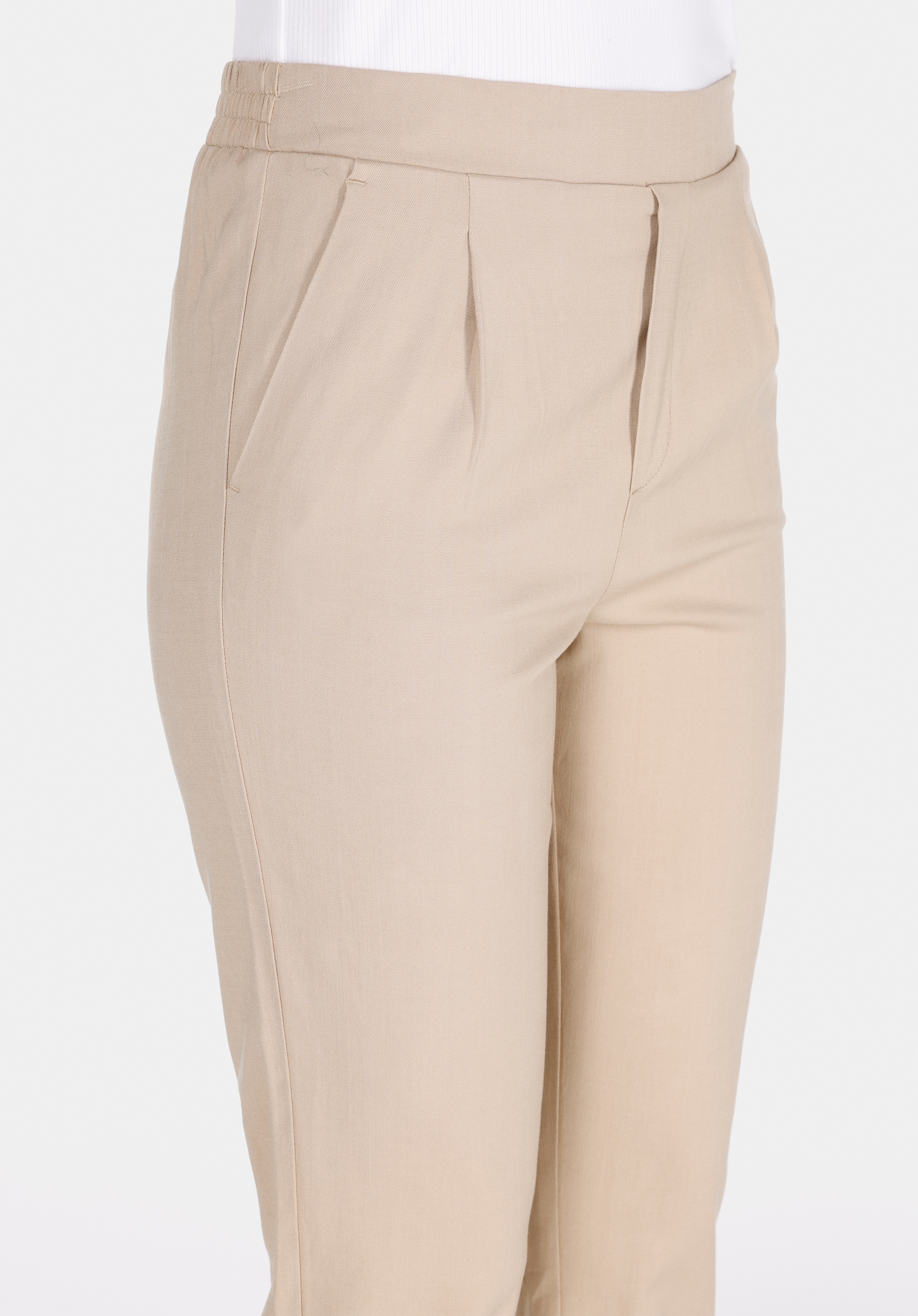 Regular Fit Yüksel Bel Düz Paça Kadın Vizon  Pantolon