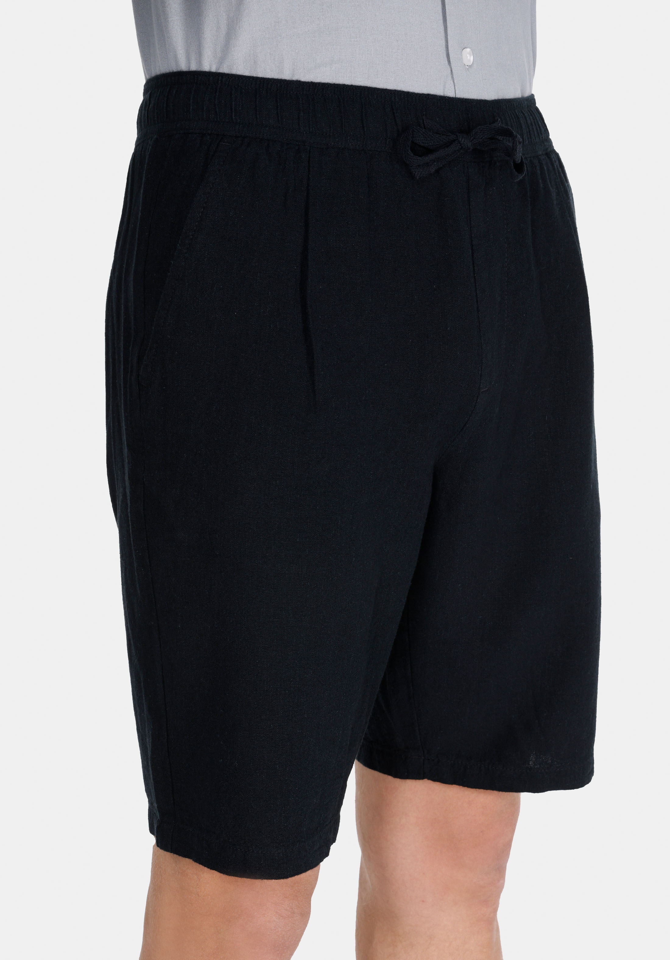Regular Fit Orta Bel Düz Erkek Siyah Şort