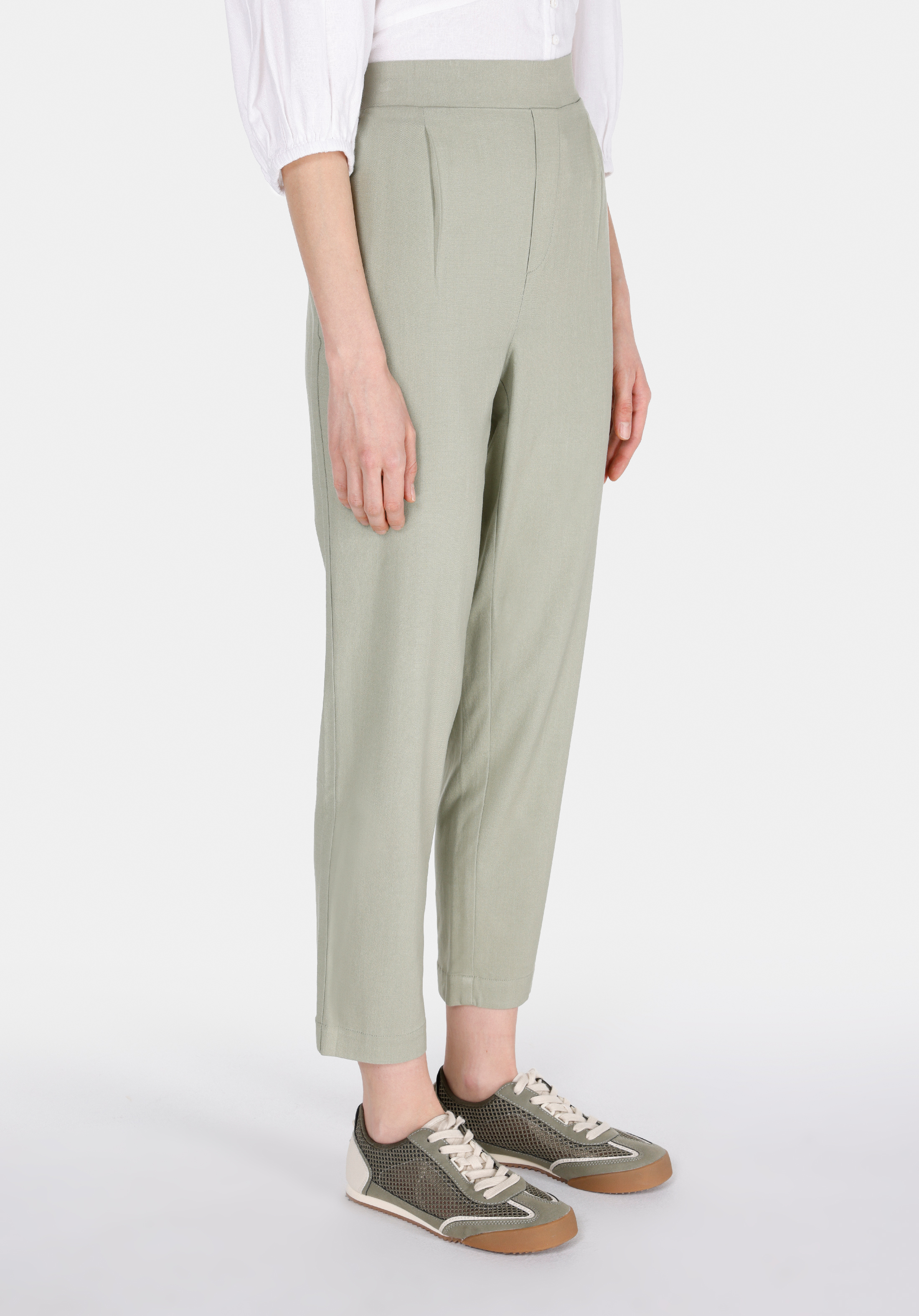 Regular Fit Yüksel Bel Düz Paça Kadın Yeşil  Pantolon