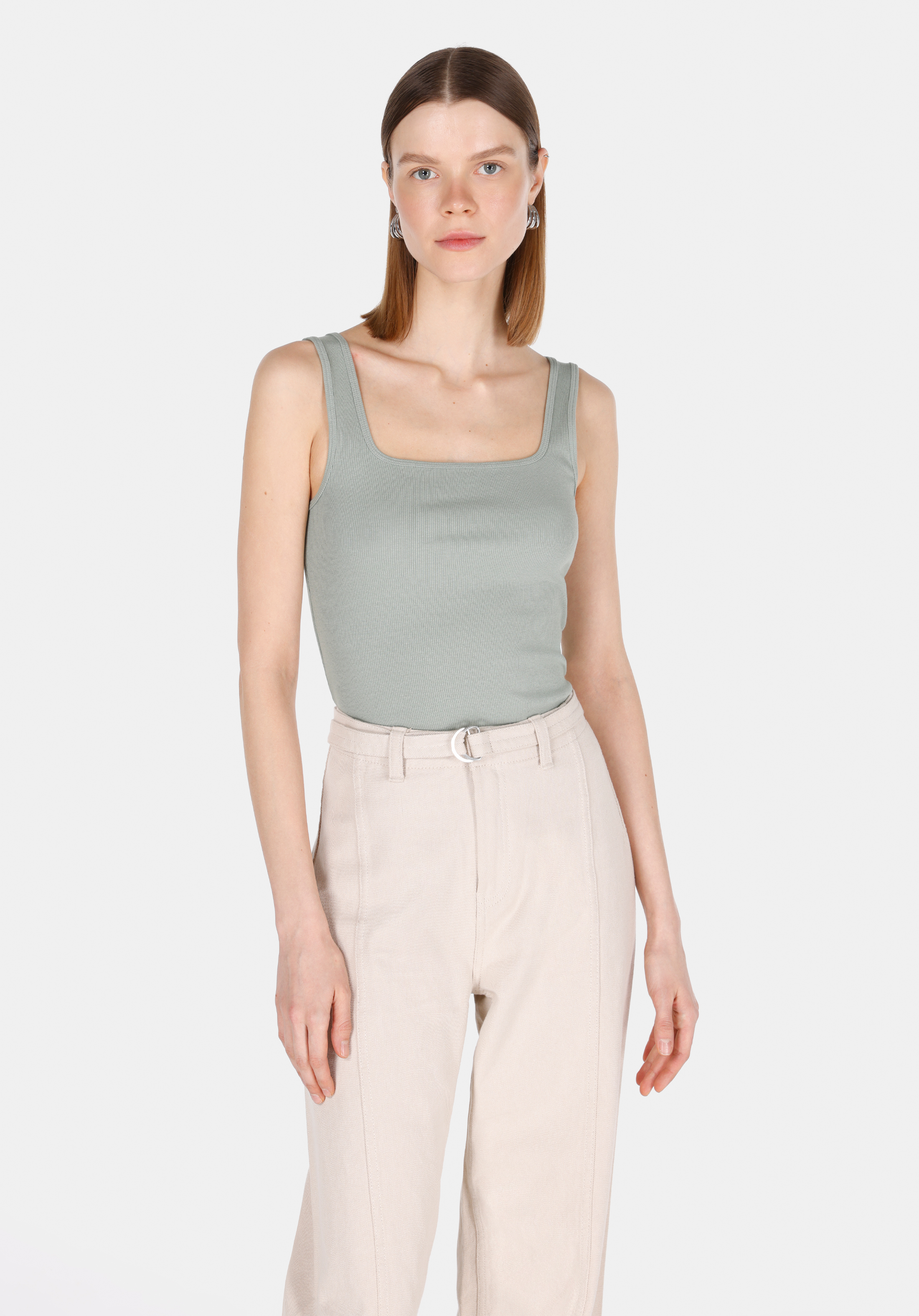 Slim Fit   Kadın Yeşil Atlet