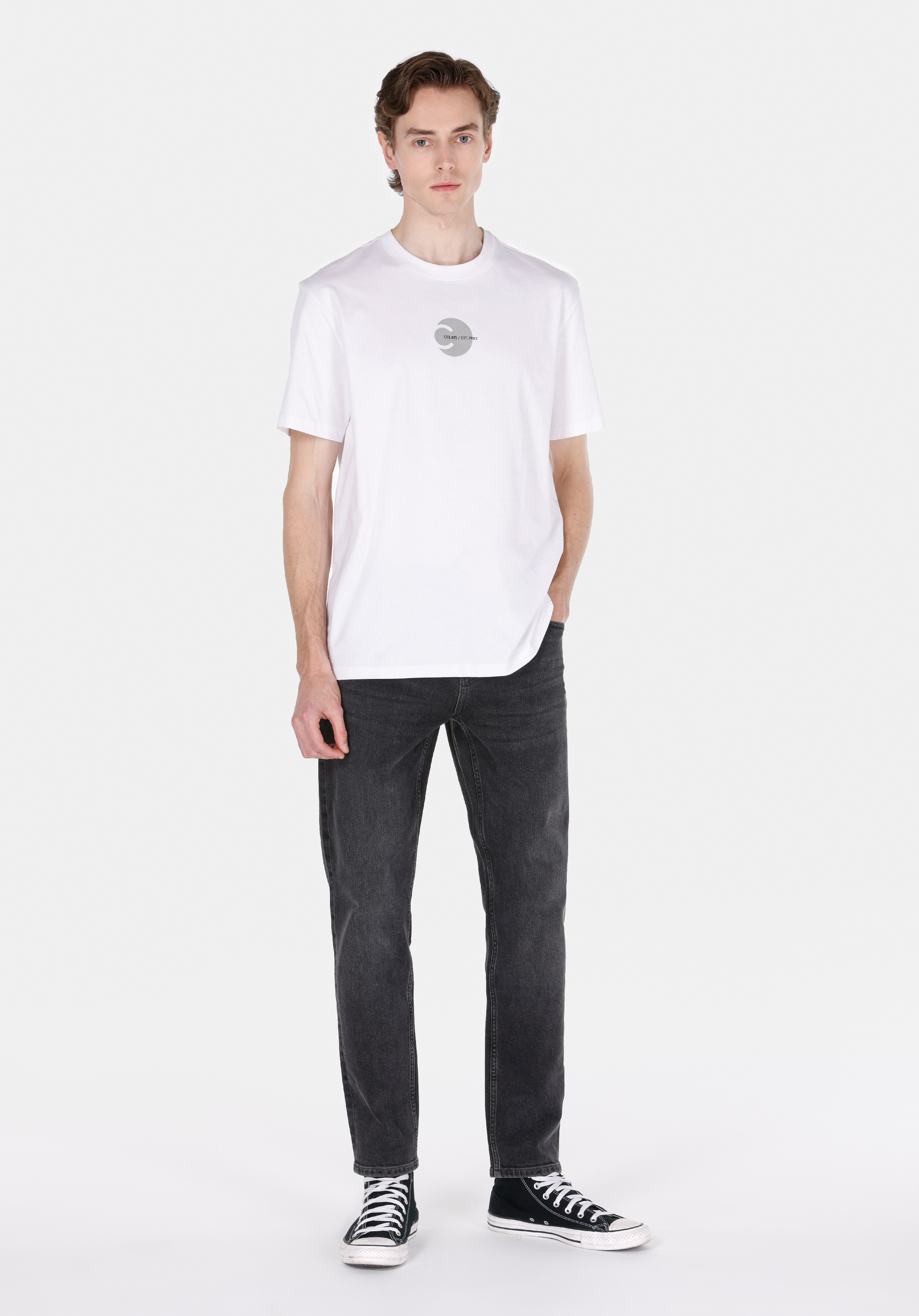 Comfort Fit Yuvarlak Yaka Düz Erkek Beyaz Kısa Kol Tişört