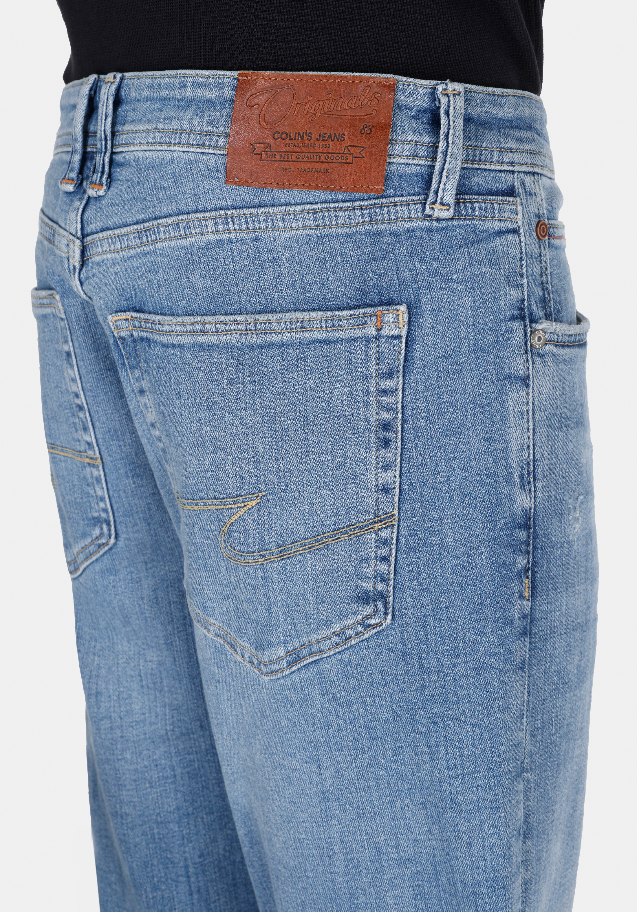 Straight Fit Düşük Bel Düz Paça Erkek Mid İndigo Denim Jean Pantolon