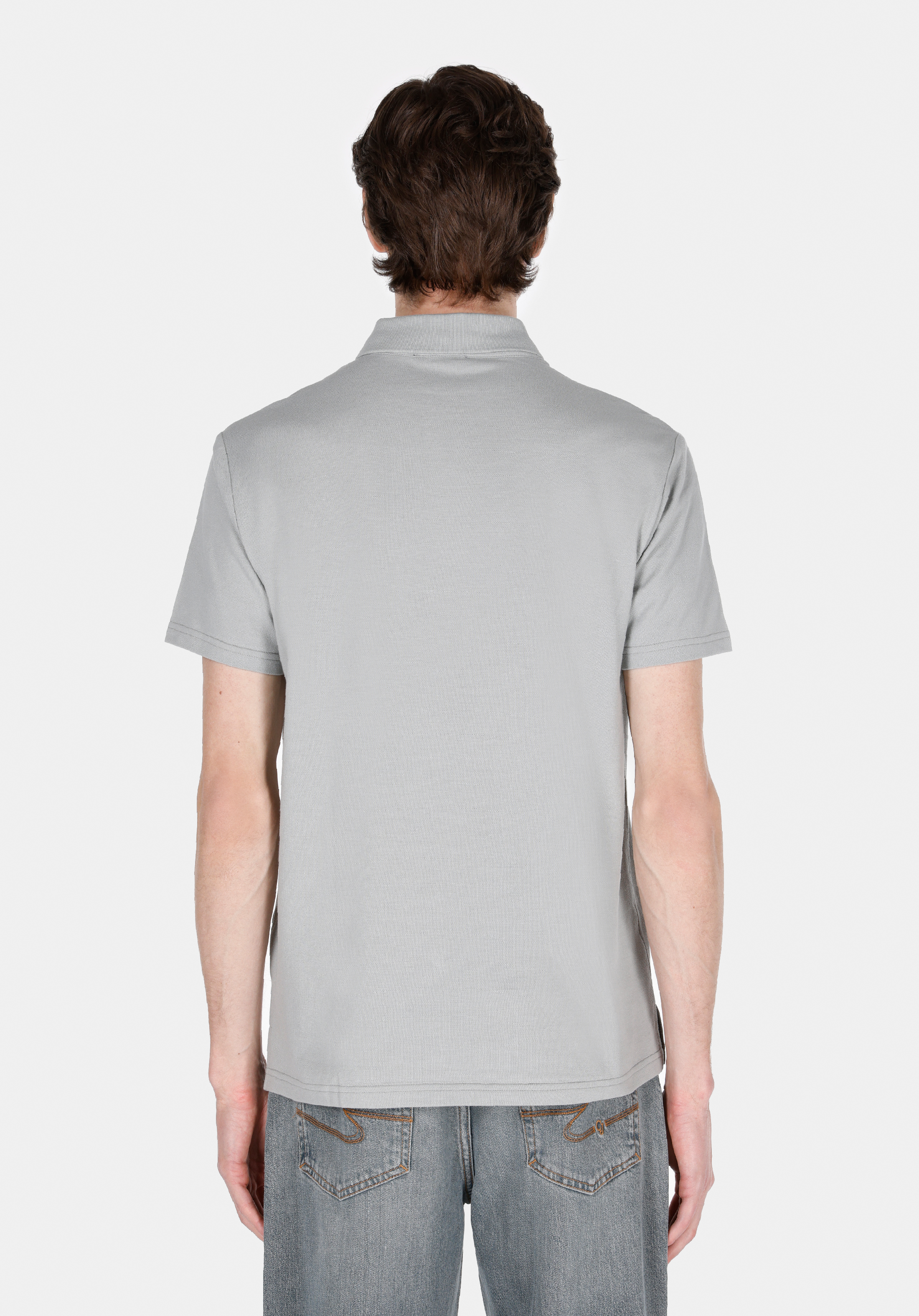 Regular Fit Polo Yaka Düz Erkek Gri Kısa Kol Tişört