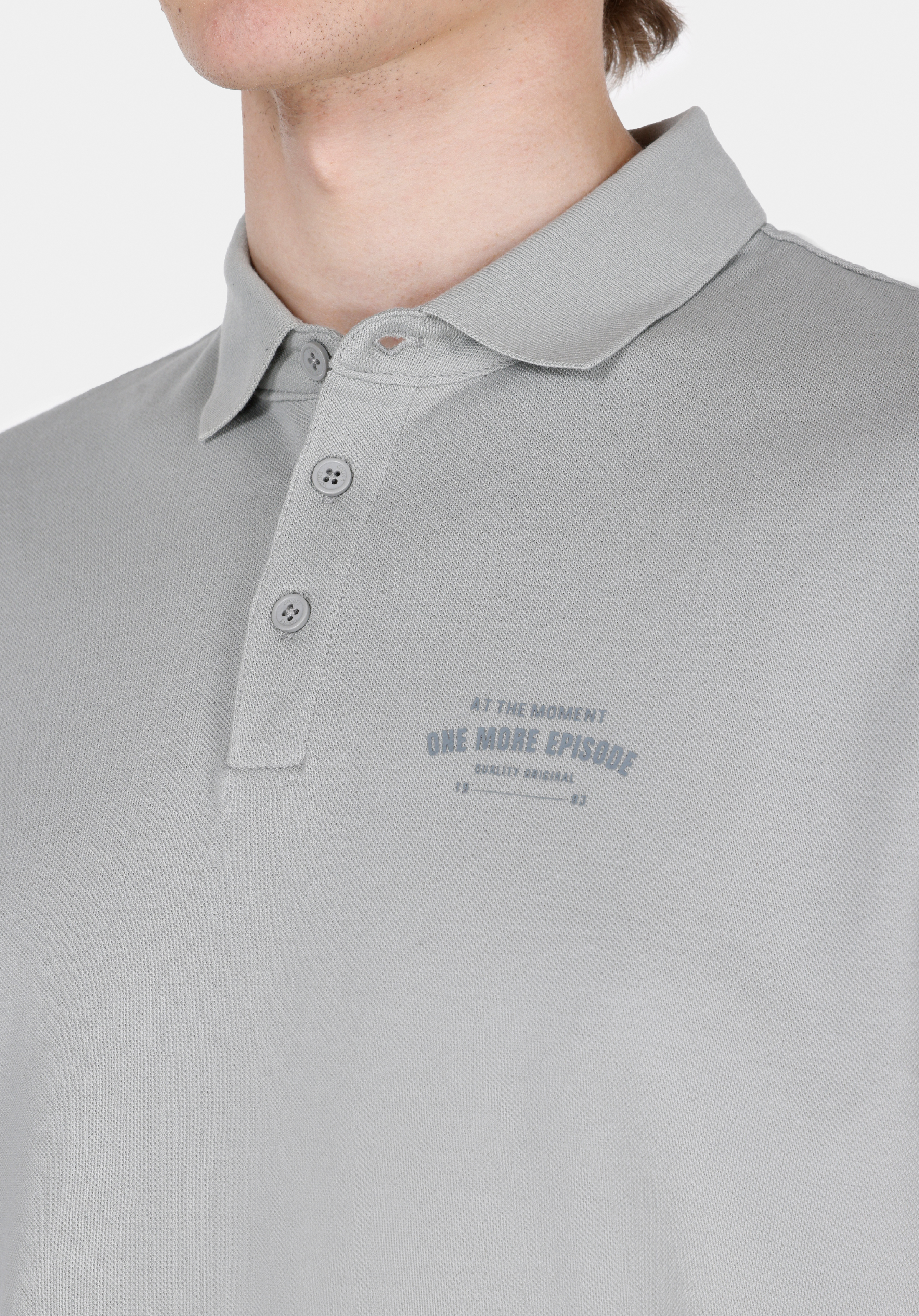 Regular Fit Polo Yaka Düz Erkek Gri Kısa Kol Tişört