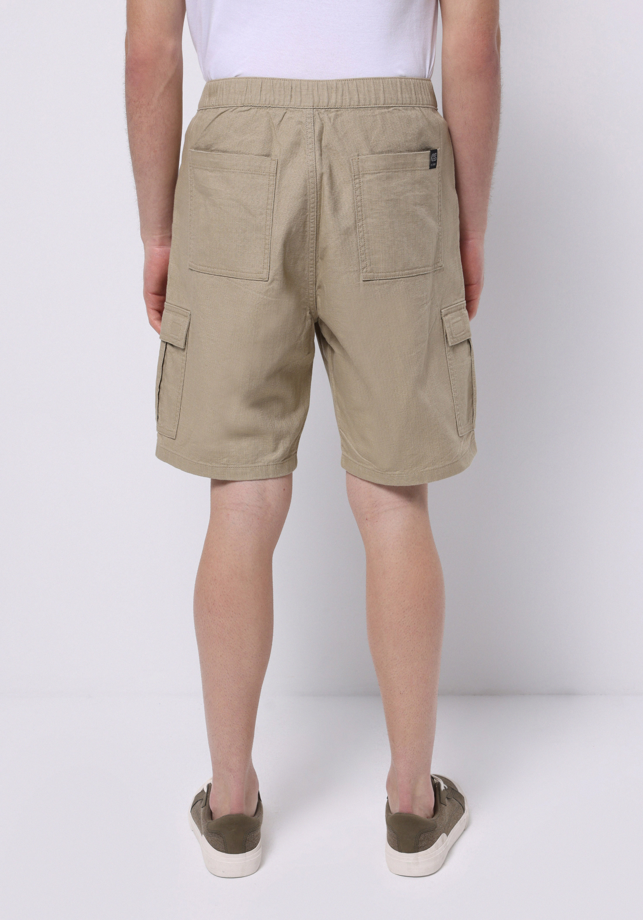 Regular Fit Orta Bel Düz Erkek Bej Şort