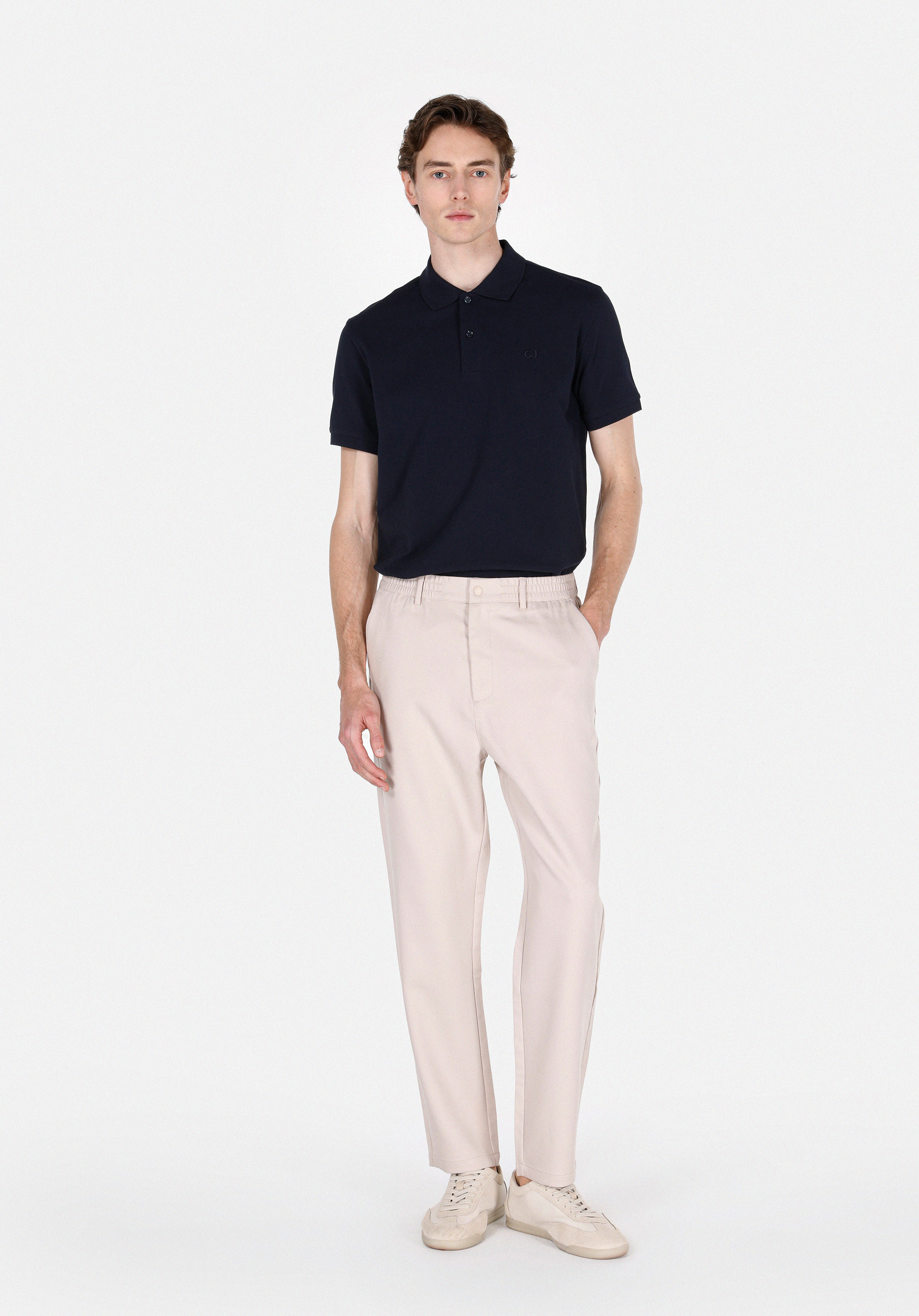 Regular Fit Polo Yaka Düz Erkek Lacivert Kısa Kol Tişört