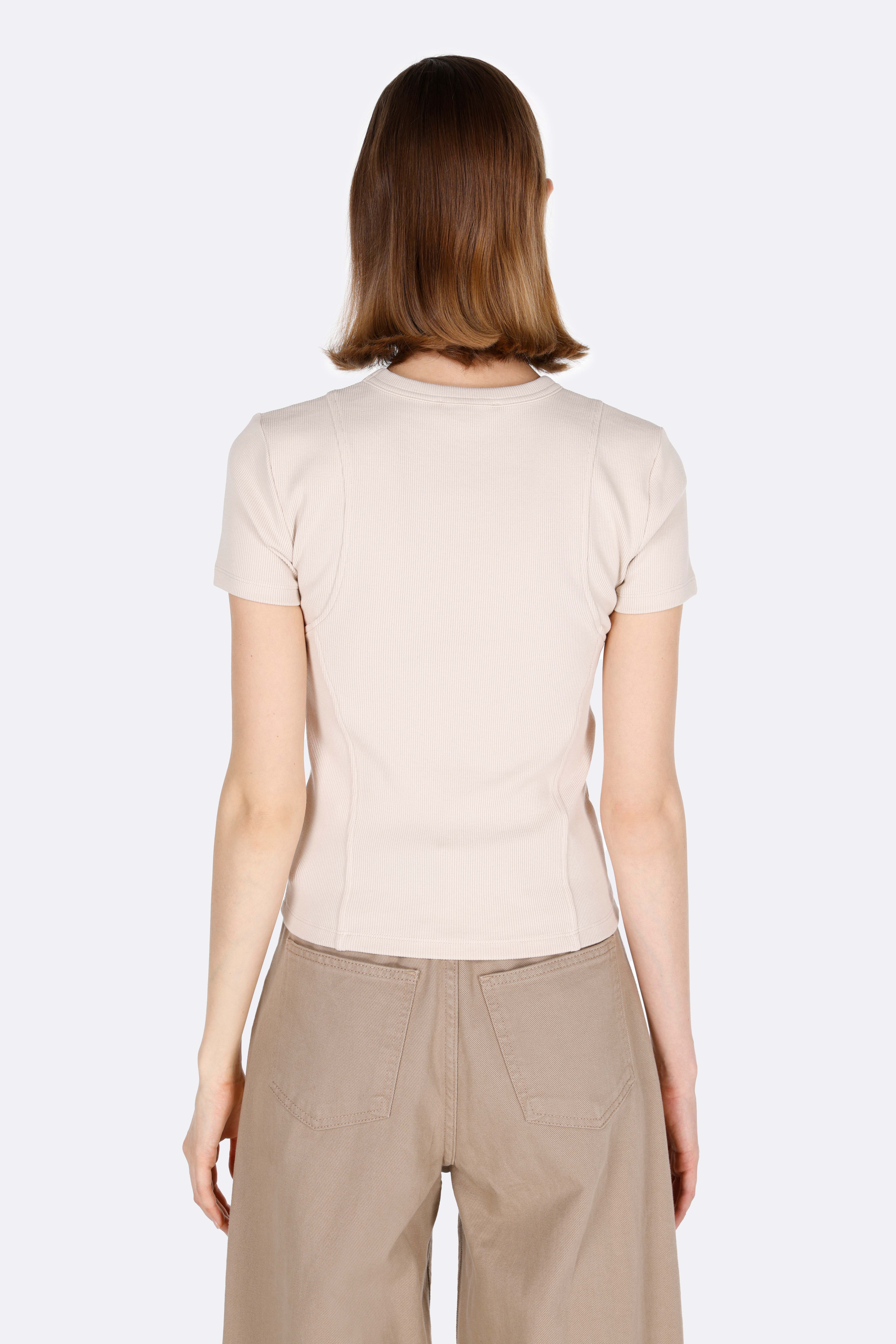 Slim Fit   Kadın Bej Kısa Kol Tişört