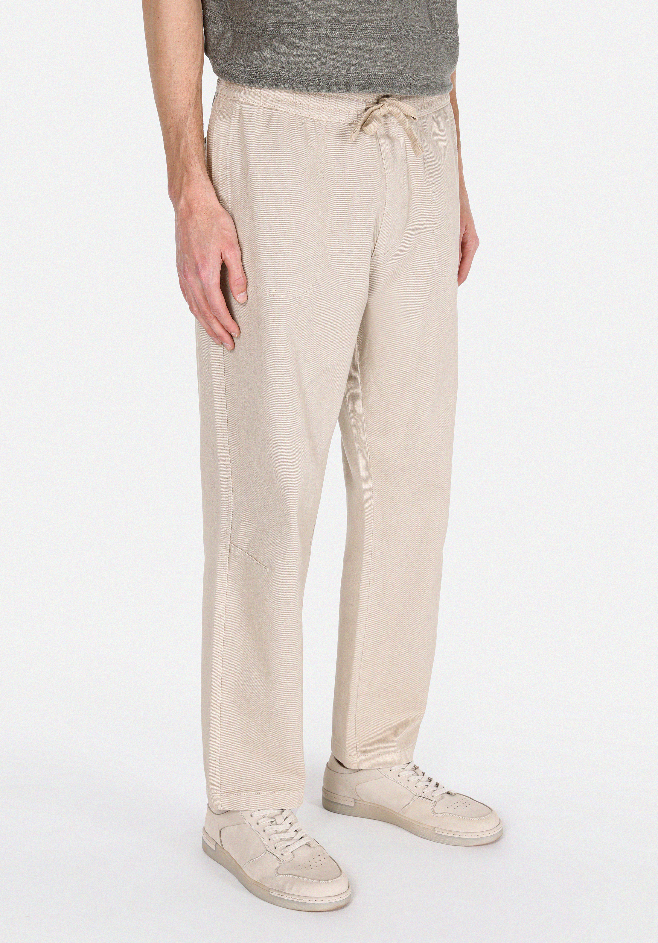 Relax Fit Orta Bel Bol Paça Erkek Bej  Pantolon