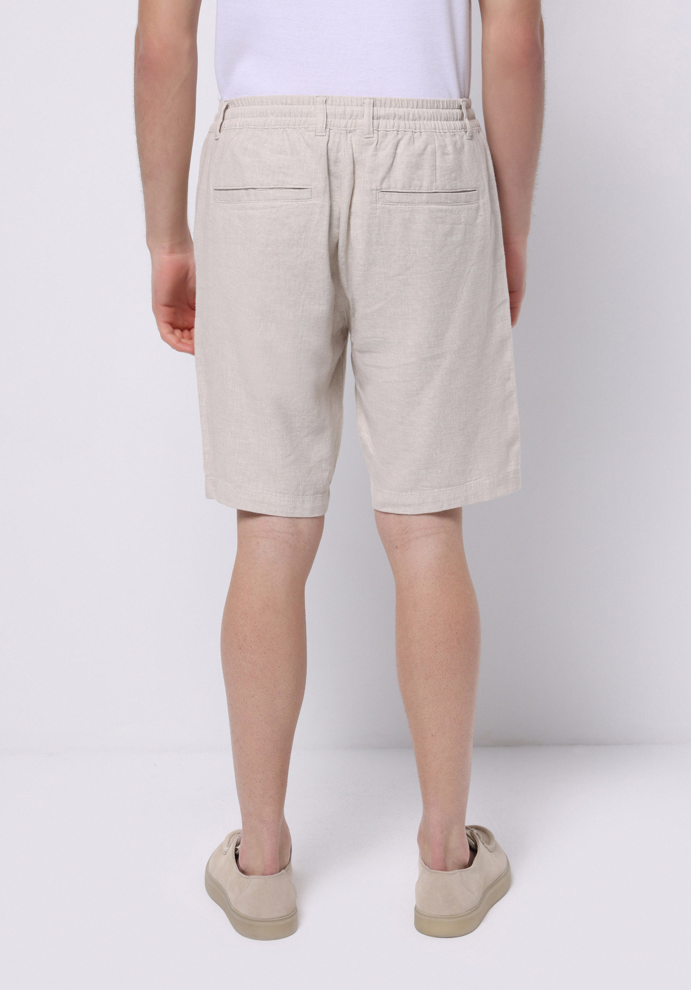 Regular Fit Orta Bel Düz Erkek Bej Şort
