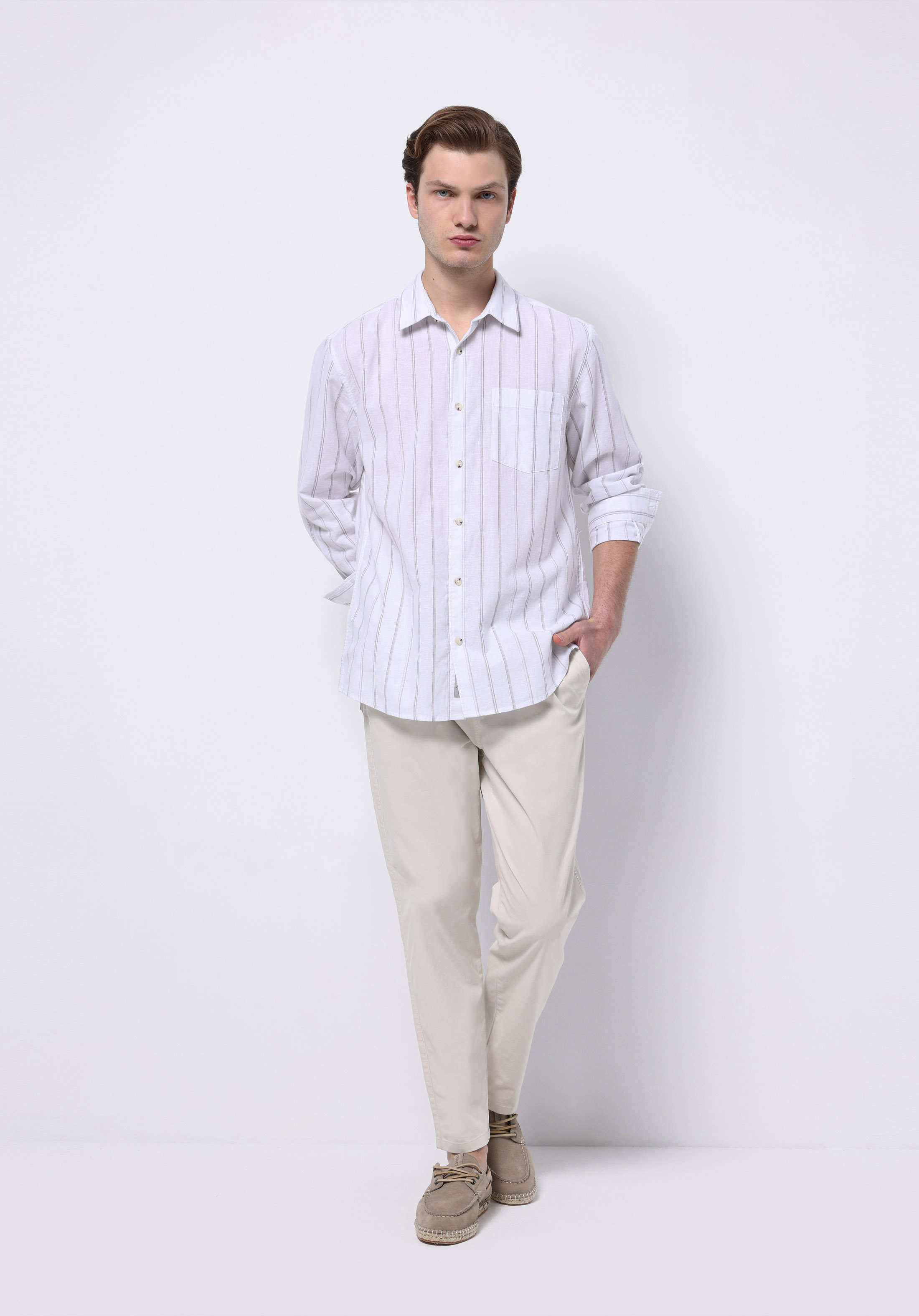 Comfort Fit Orta Bel Uzun Paça Erkek Taş  Pantolon