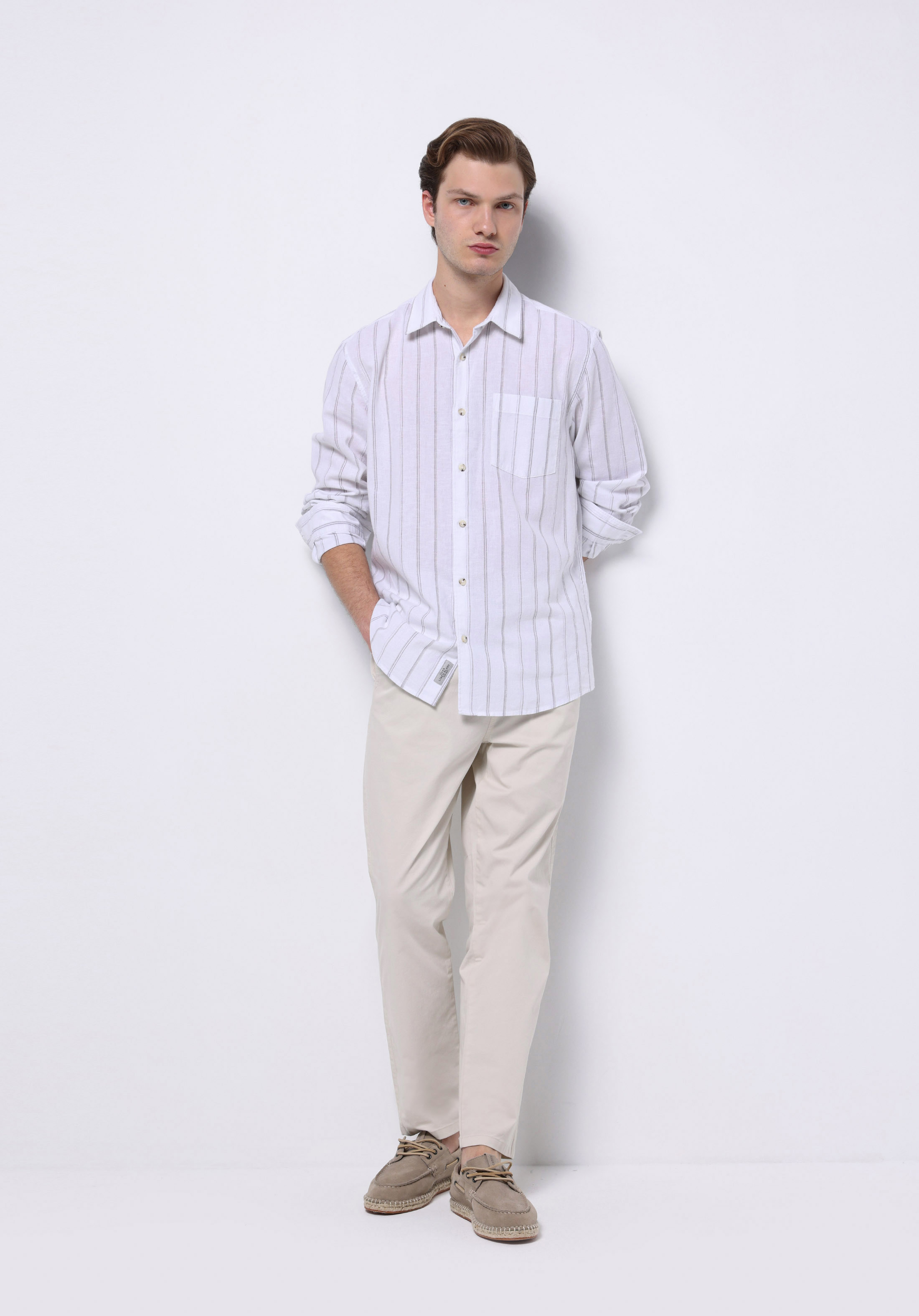 Comfort Fit Orta Bel Uzun Paça Erkek Taş  Pantolon