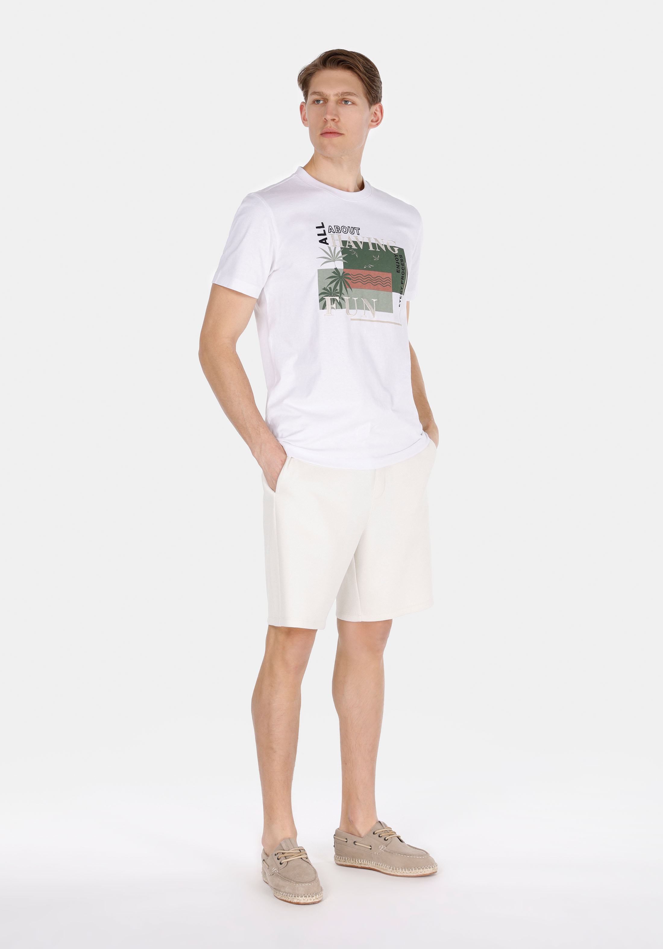 Regular Fit Orta Bel Düz Erkek Taş Şort