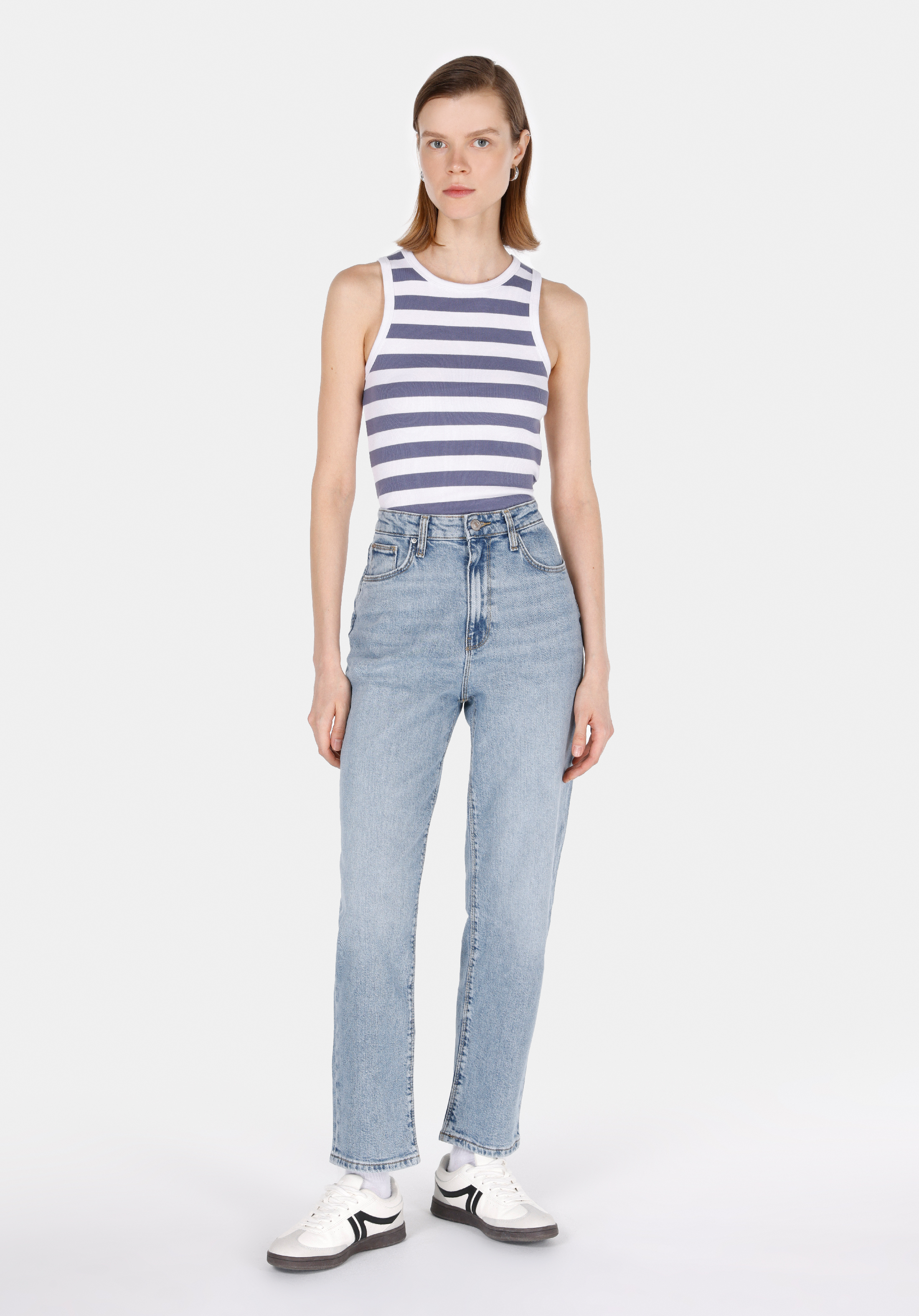 Slim Fit   Kadın Mavi Atlet