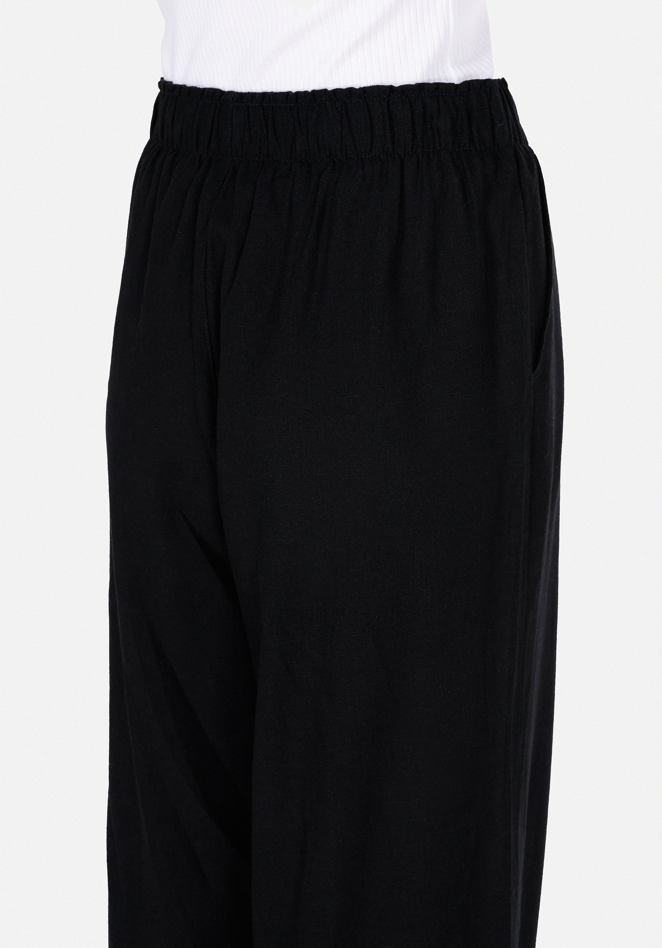 Regular Fit Yüksel Bel Geniş Paça Kadın Siyah  Pantolon