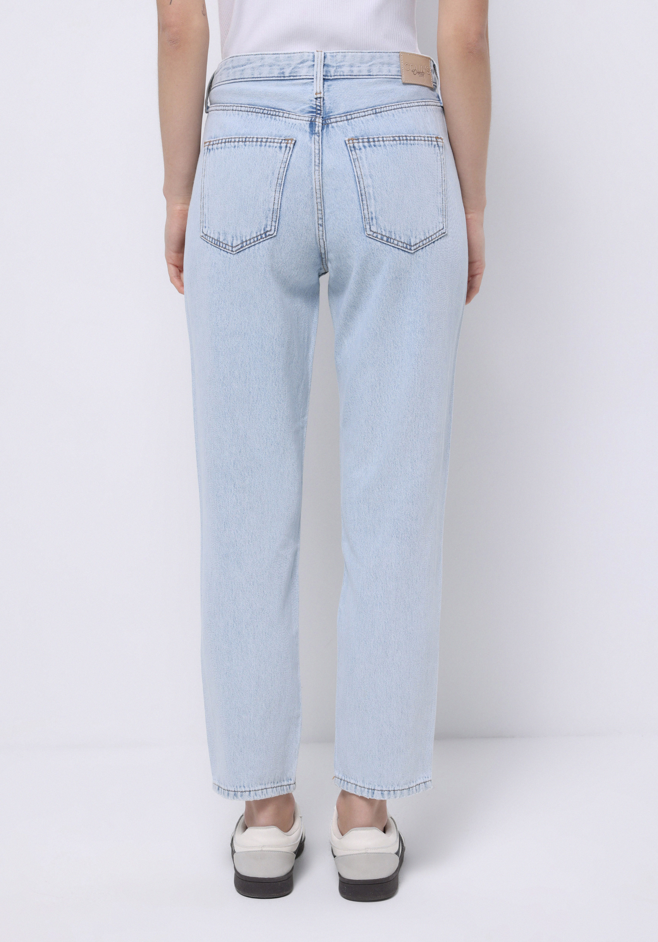 Mom Fit   Kadın Bleach İndigo Denim Jean Pantolon