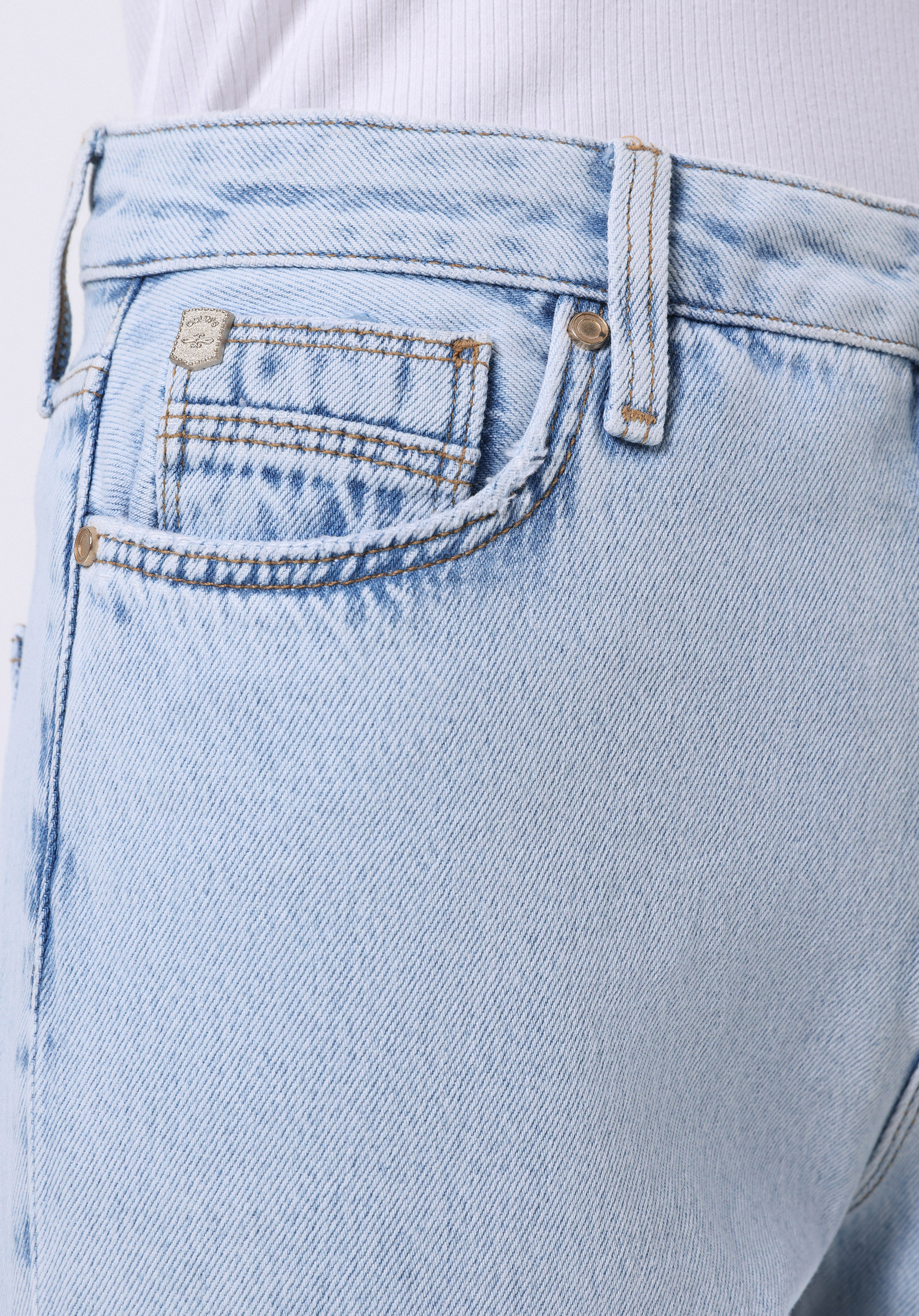 Mom Fit   Kadın Bleach İndigo Denim Jean Pantolon