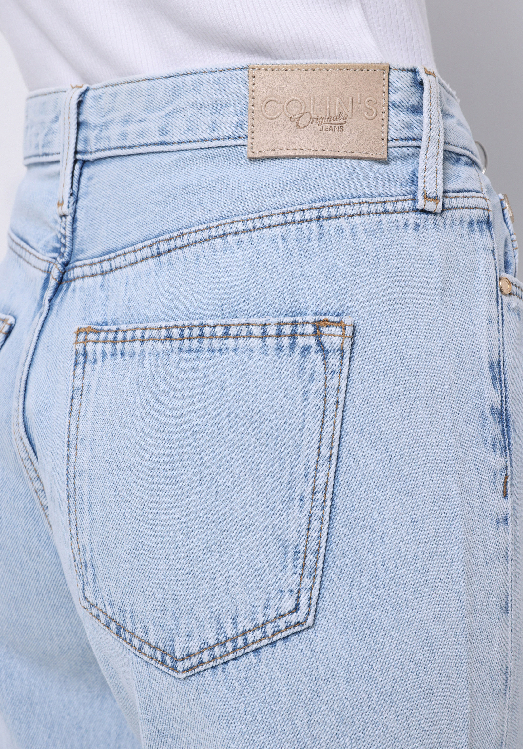 Mom Fit   Kadın Bleach İndigo Denim Jean Pantolon
