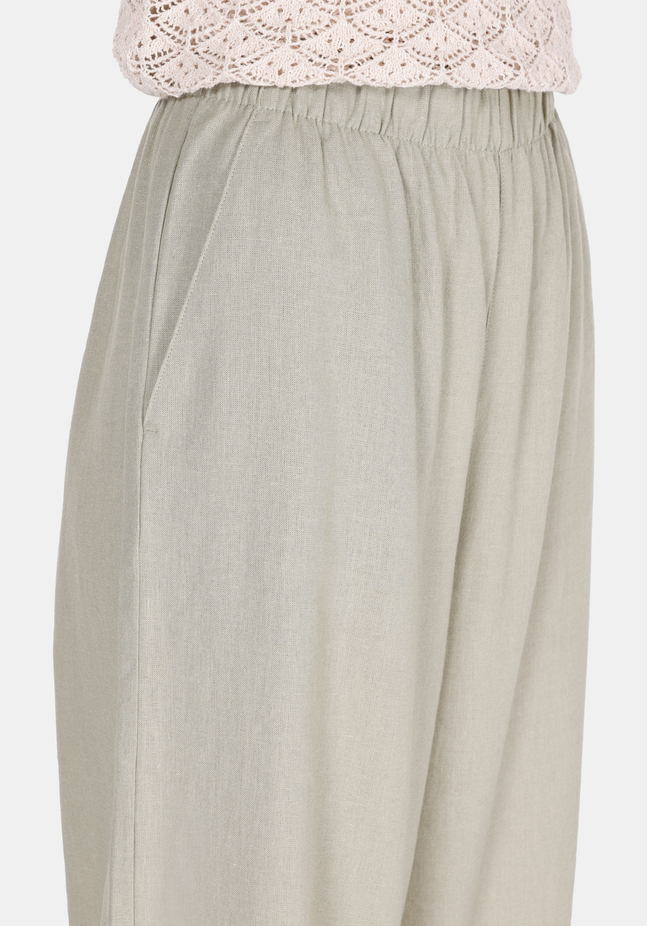 Regular Fit Yüksel Bel Geniş Paça Kadın Yeşil  Pantolon