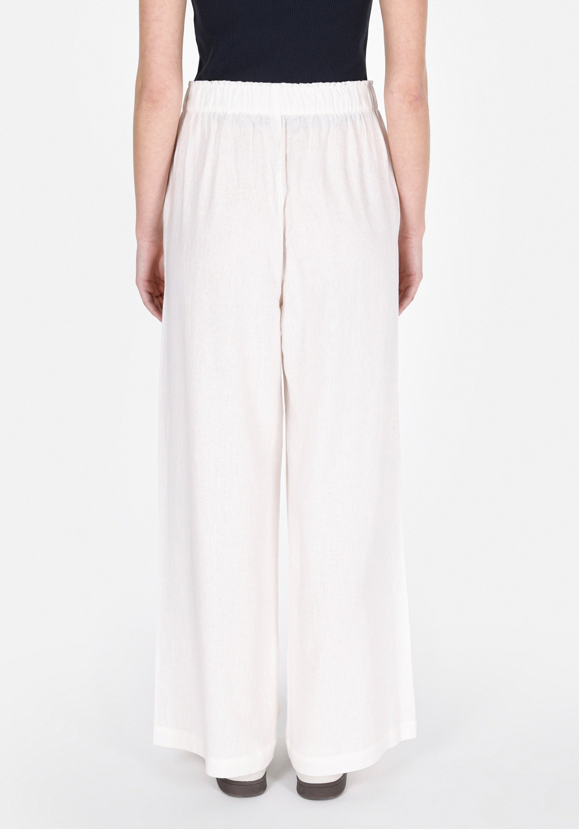 Regular Fit Yüksel Bel Geniş Paça Kadın Beyaz  Pantolon