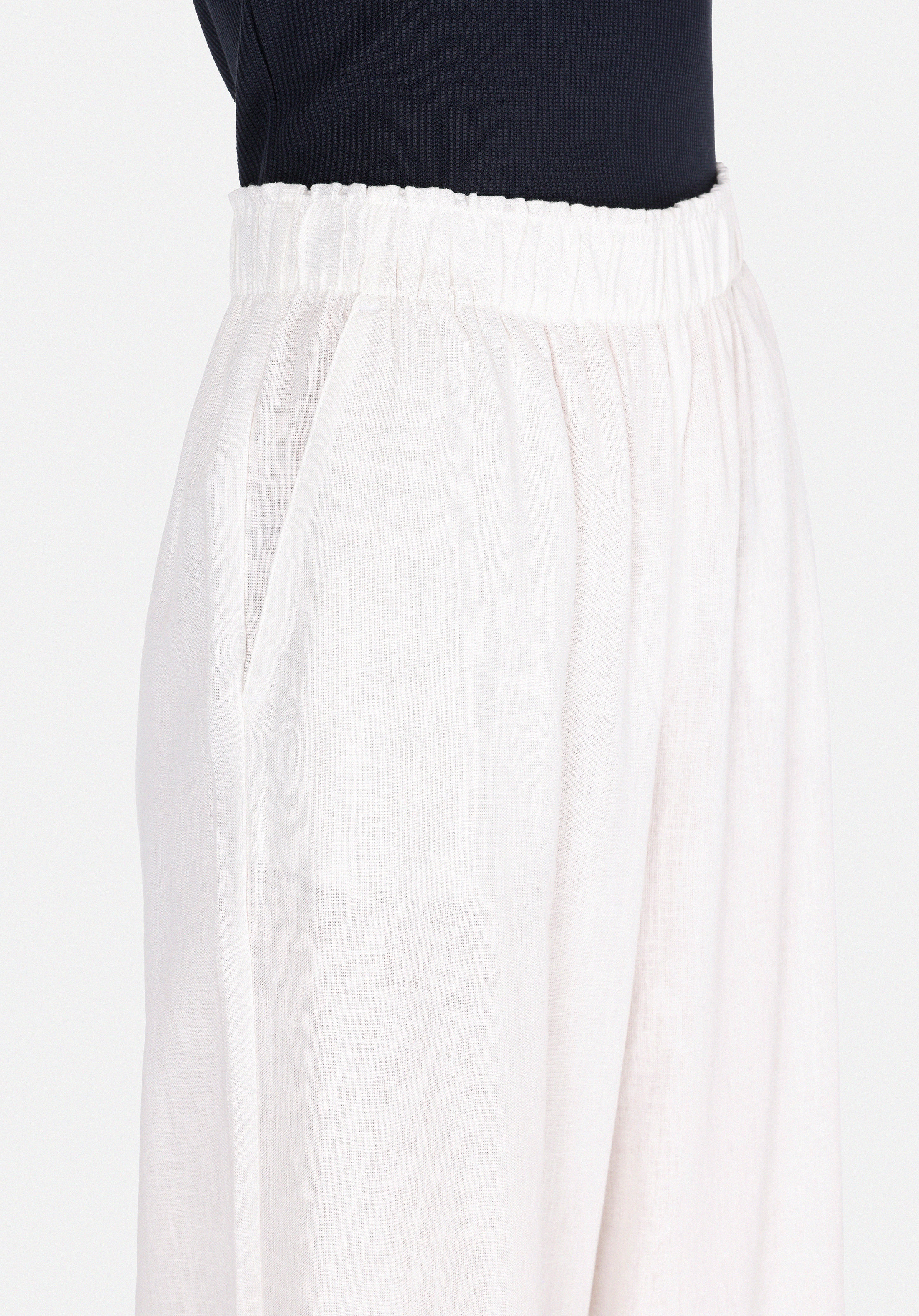 Regular Fit Yüksel Bel Geniş Paça Kadın Beyaz  Pantolon