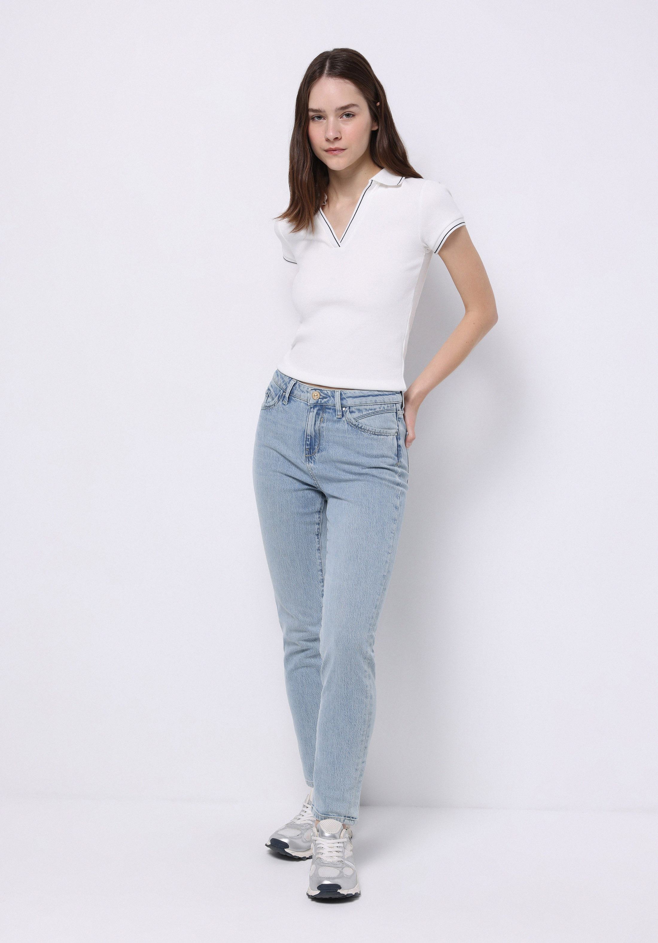 Slim Fit   Kadın Mid İndigo Denim Jean Pantolon