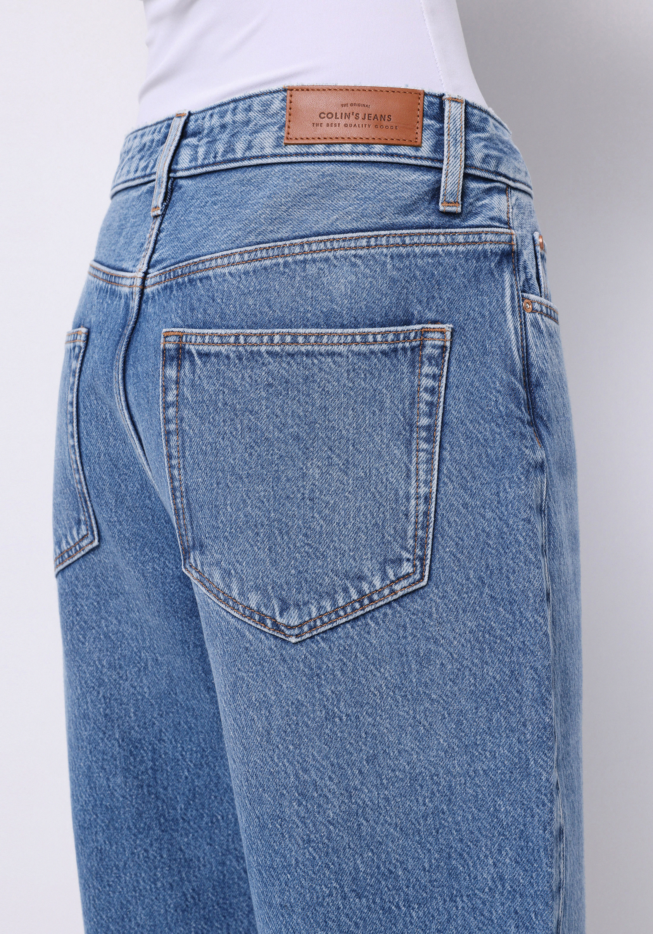 Barrel Fit Orta Bel Daralan Paça Kadın Mid İndigo Denim Jean Pantolon