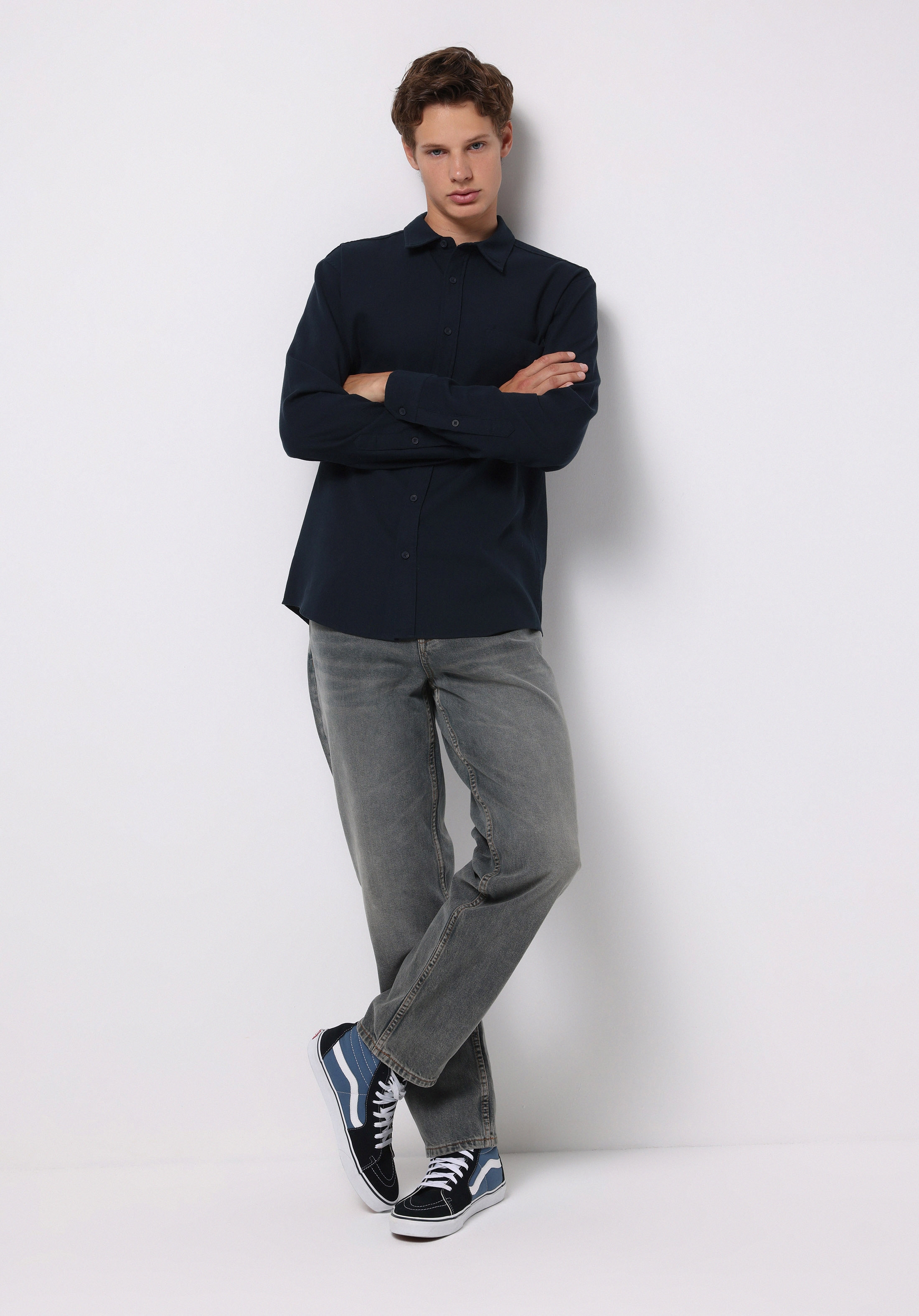 Loose Straight Fit Orta Bel Düz Paça Erkek İndigo Jean Pantolon