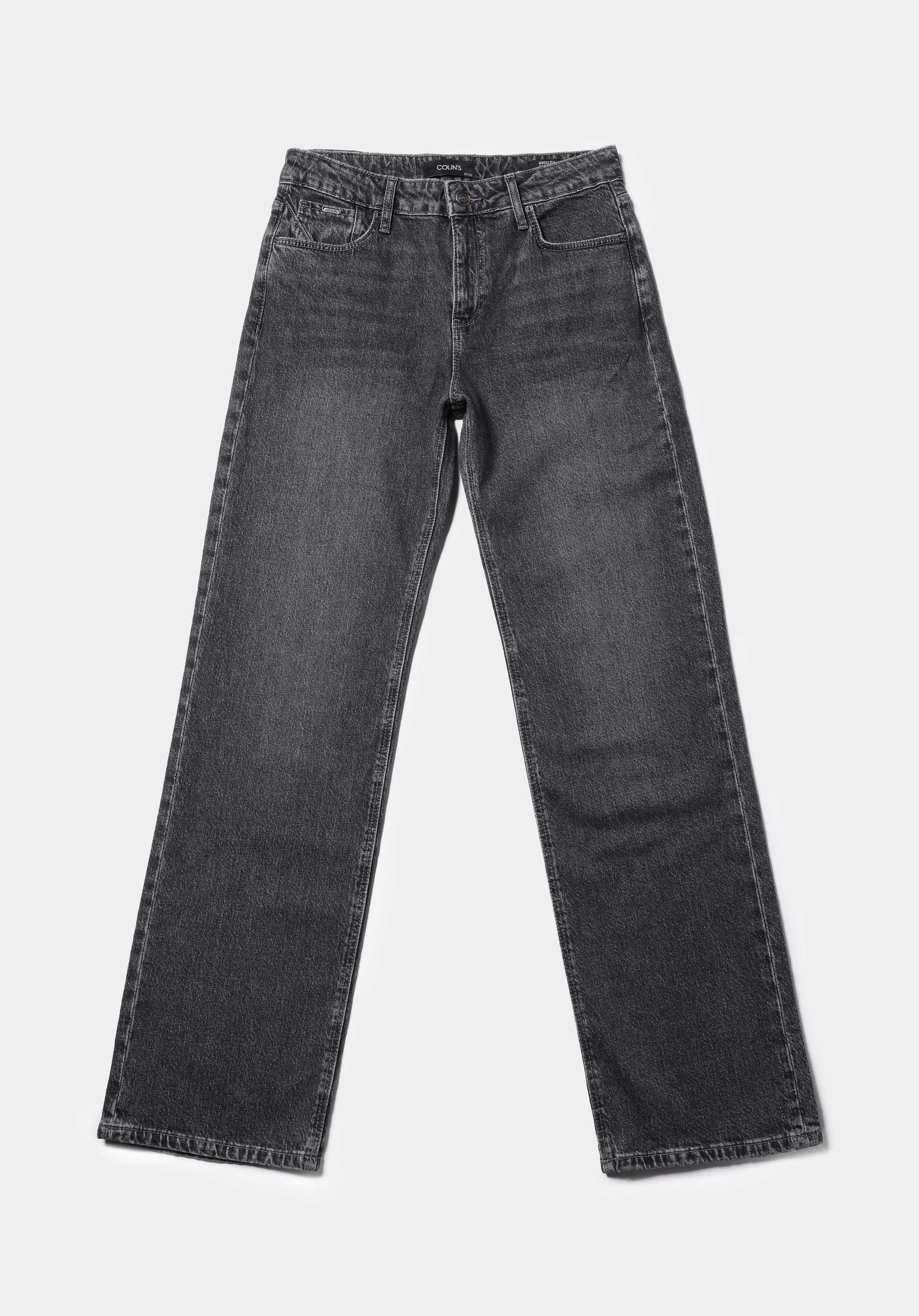 Straight Fit  Tam Boy Paça Kadın Antrasit Jean Pantolon