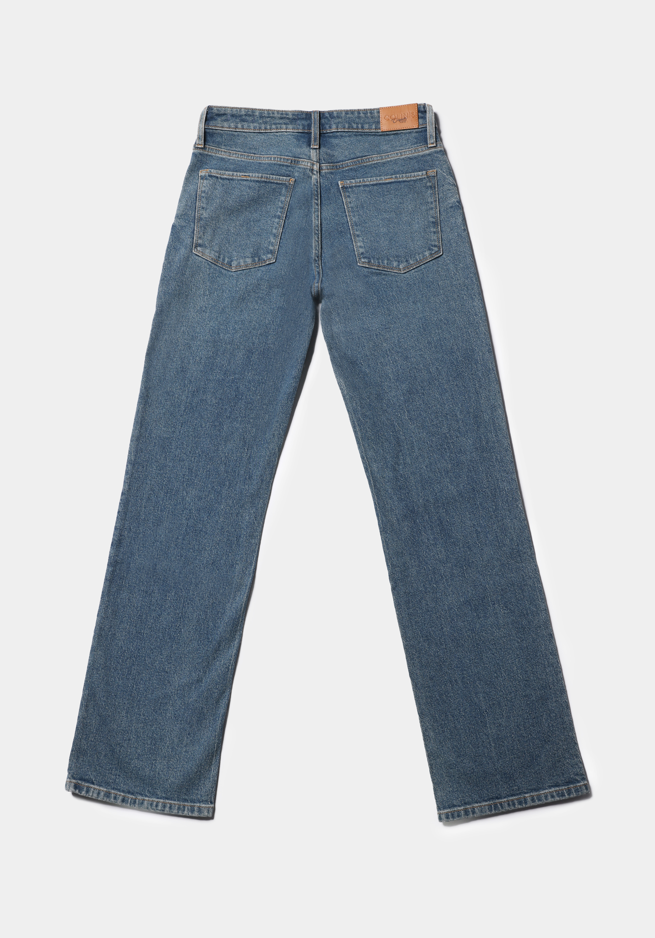 Straight Fit Orta Bel Tam Boy Paça Kadın İndigo Jean Pantolon