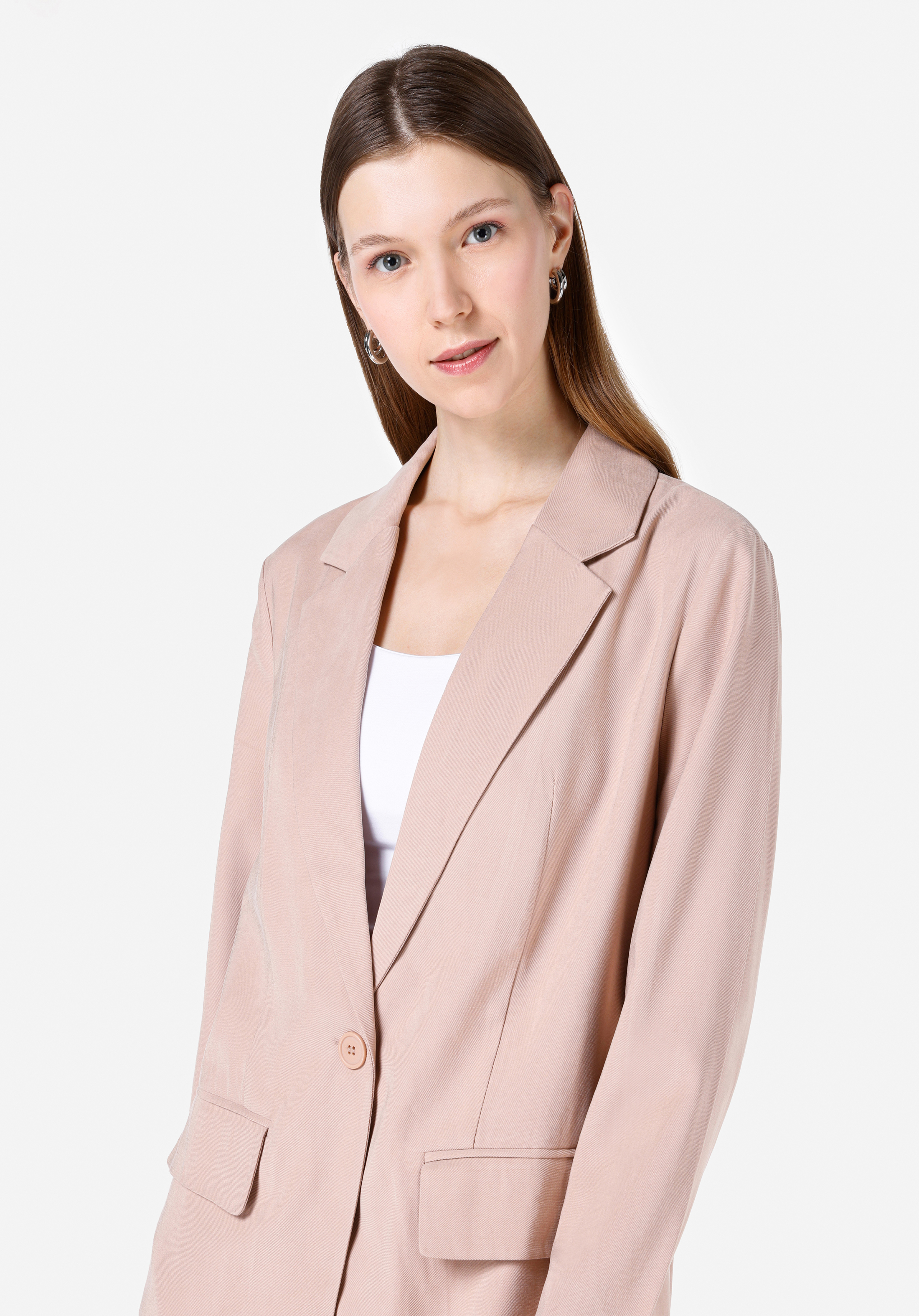 Regular Fit Düğmeli Astarlı  Kadın Pembe Ceket