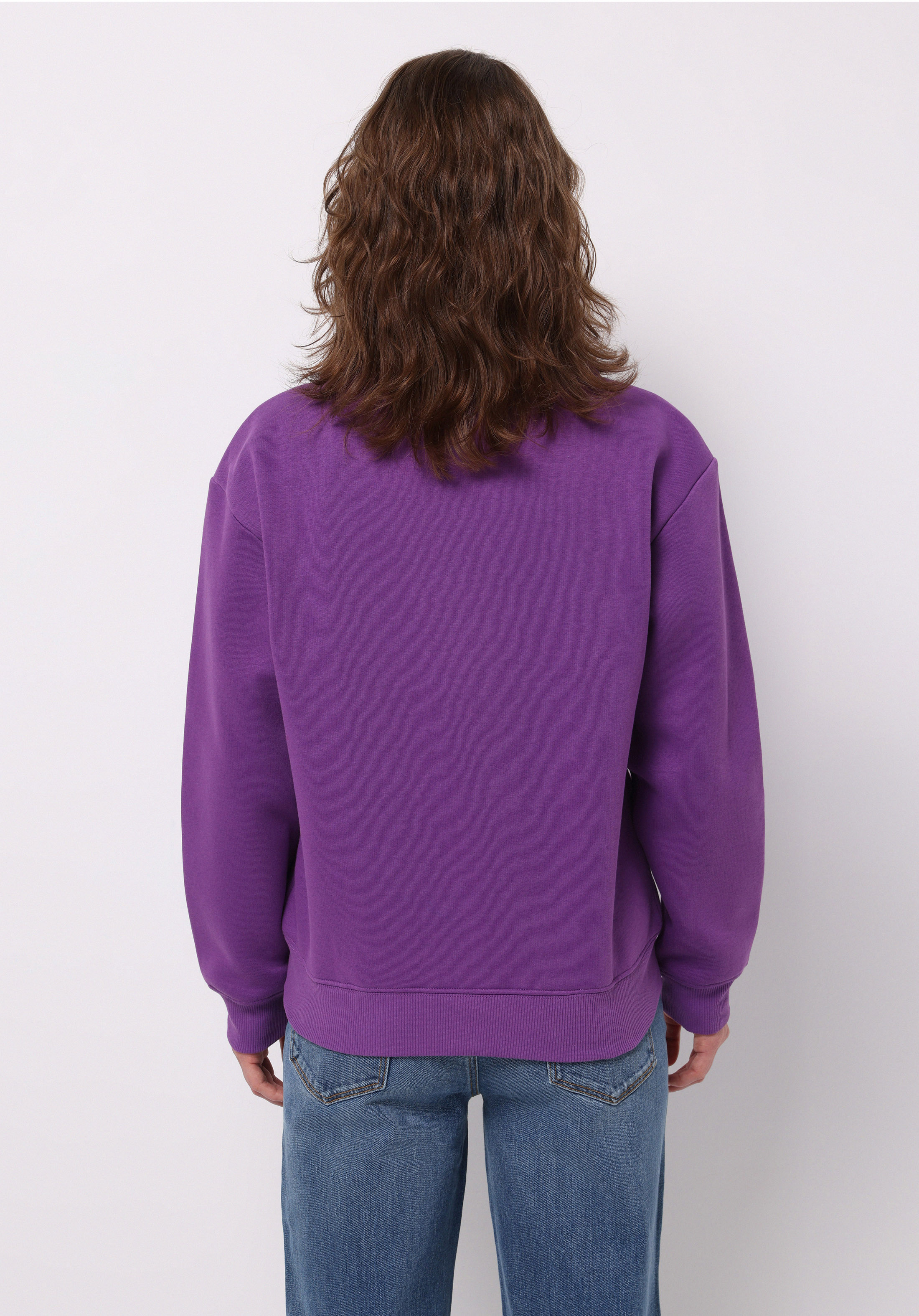 Regular Fit Fermuarlı Nakışlı Kadın Mor Sweatshirt