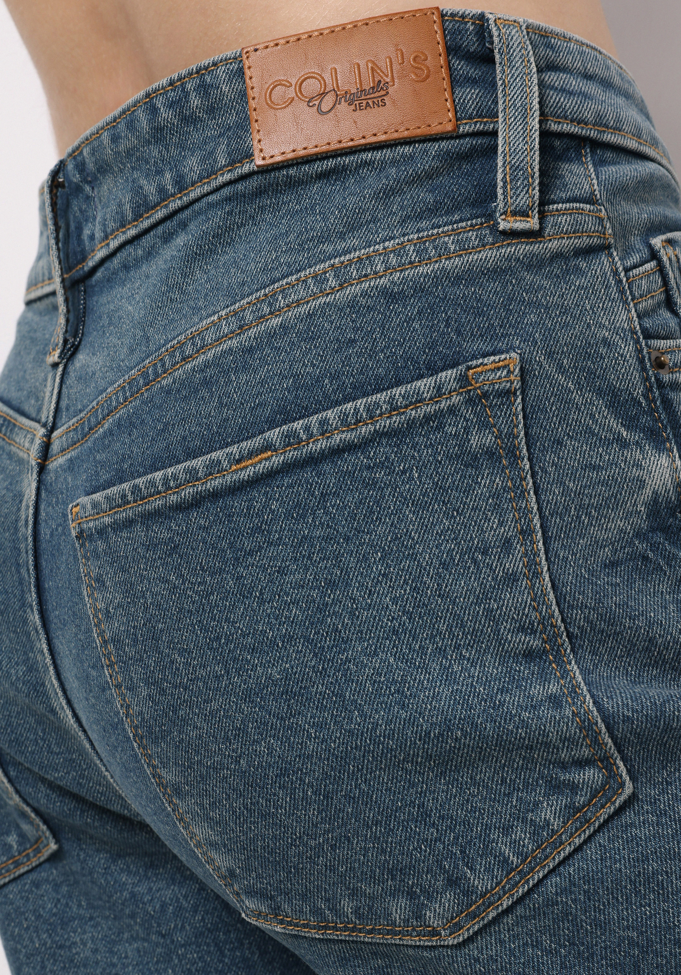 Straight Fit Orta Bel Tam Boy Paça Kadın İndigo Jean Pantolon