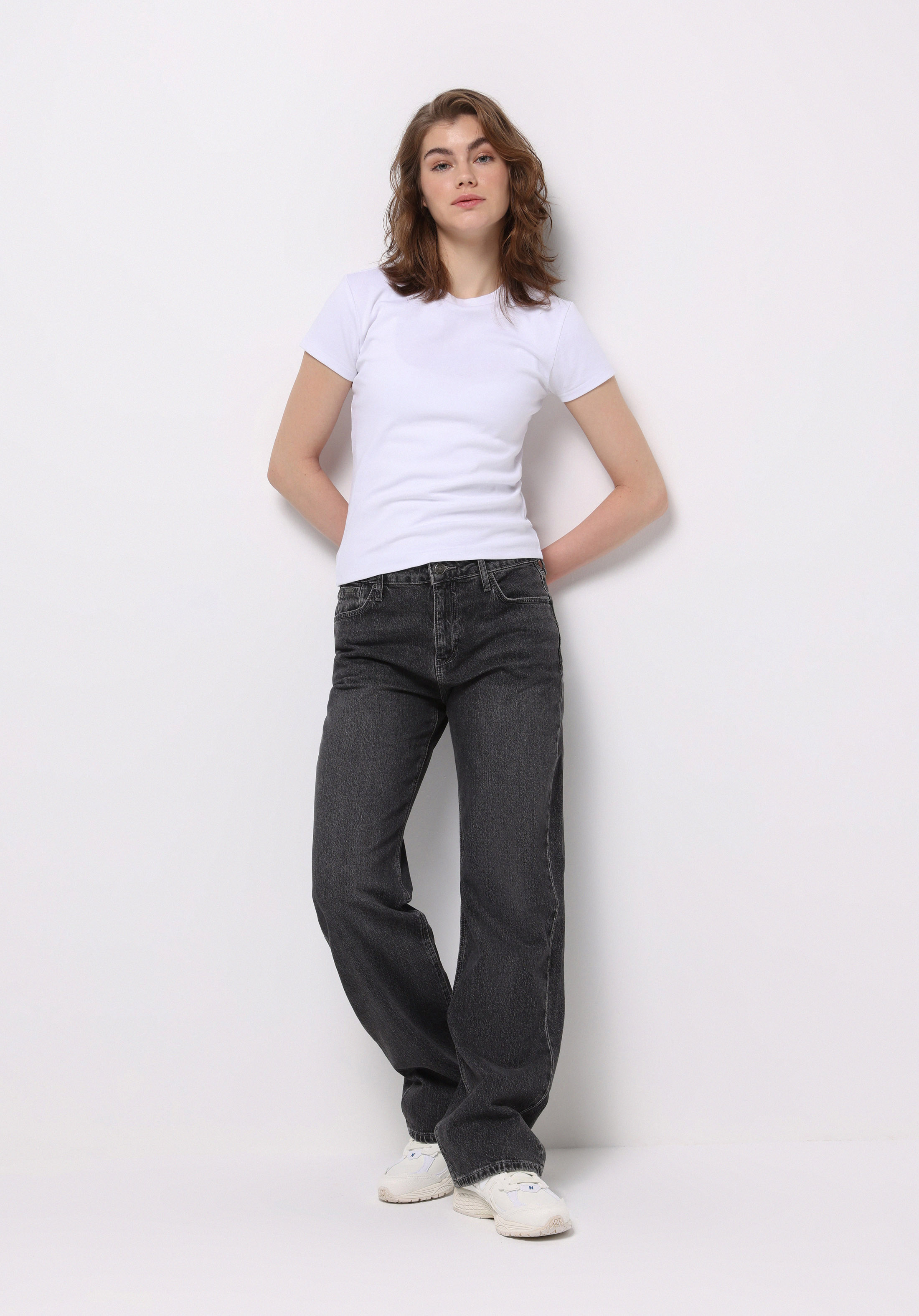 Straight Fit  Tam Boy Paça Kadın Antrasit Jean Pantolon