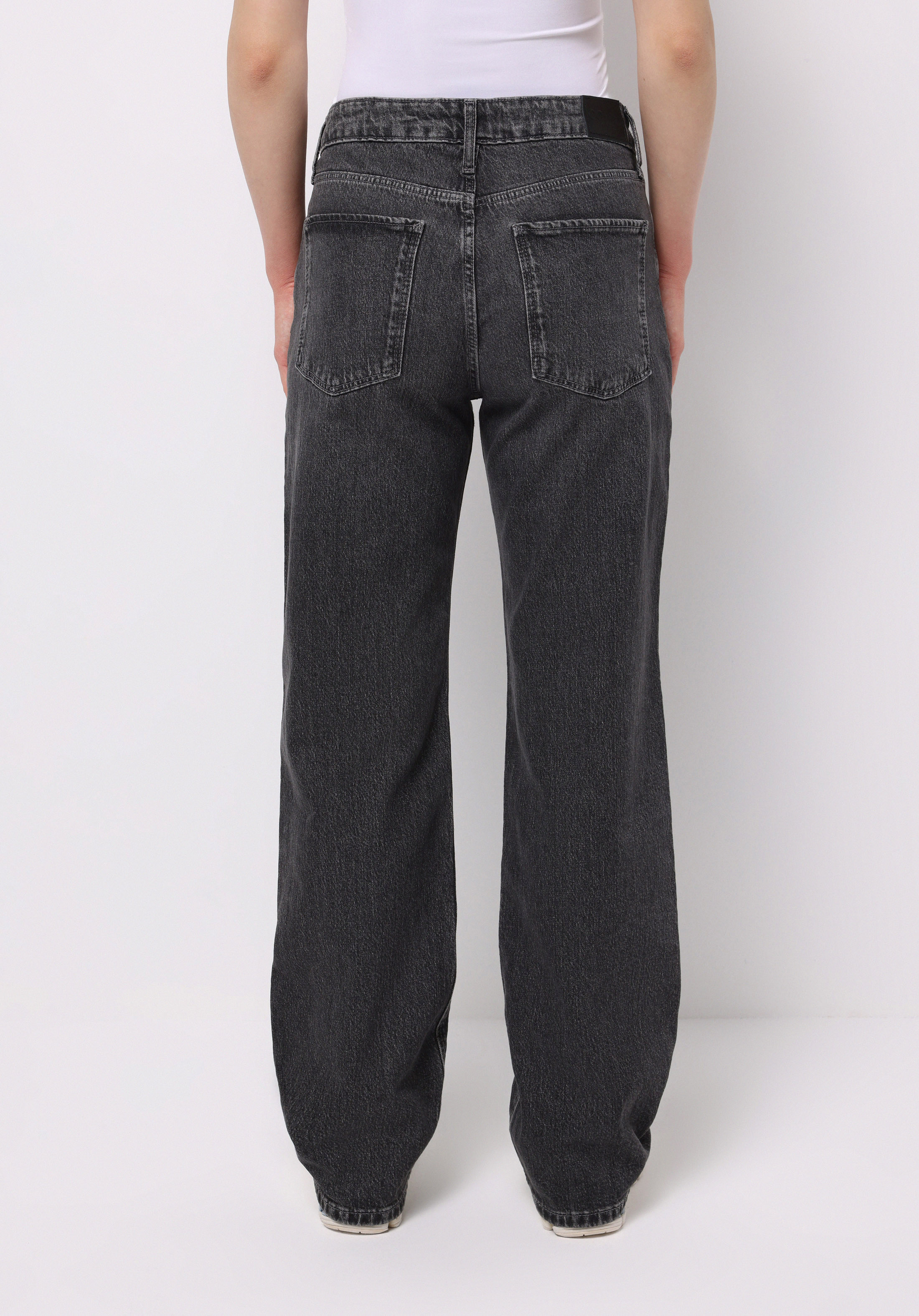 Straight Fit  Tam Boy Paça Kadın Antrasit Jean Pantolon