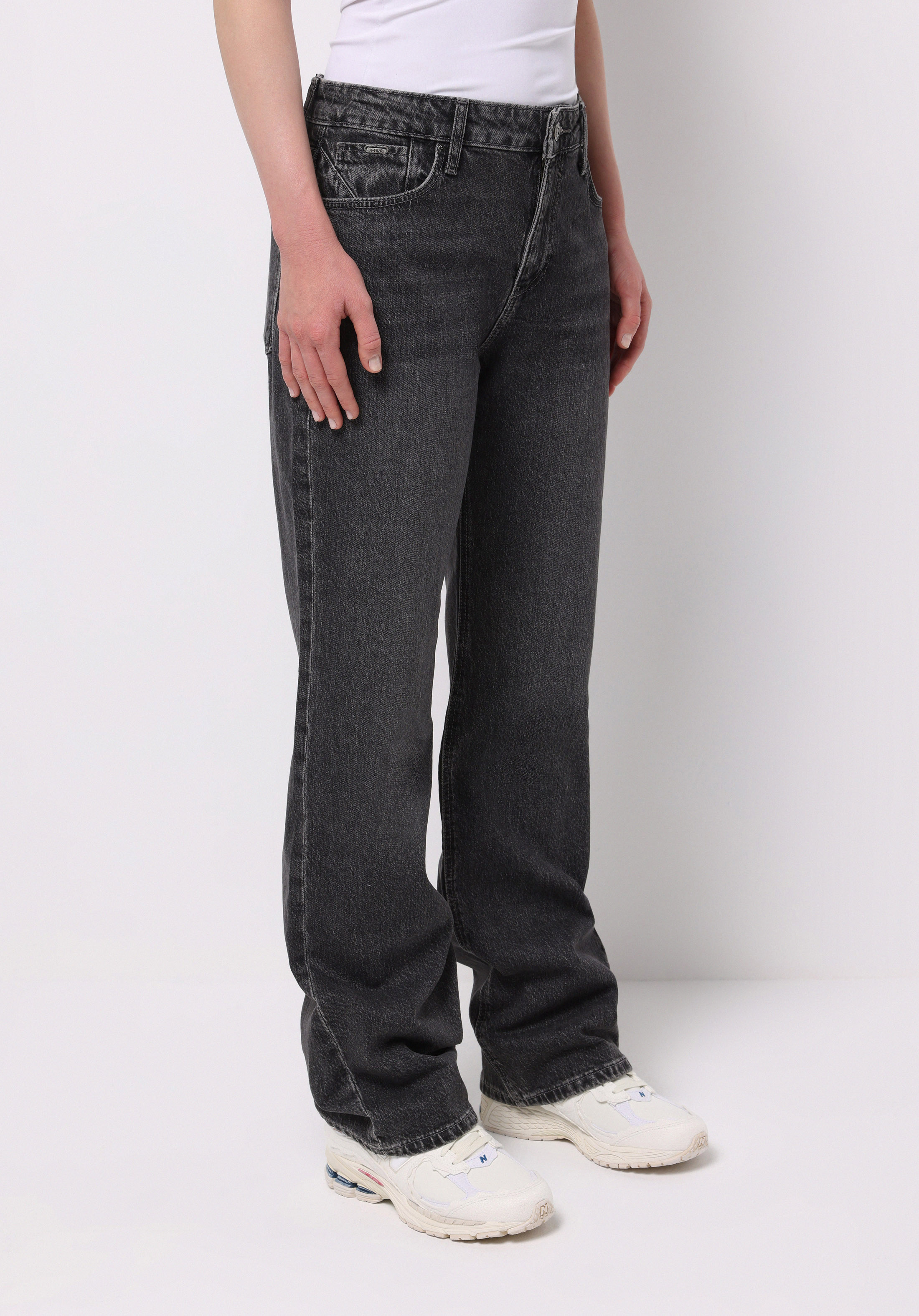 Straight Fit  Tam Boy Paça Kadın Antrasit Jean Pantolon