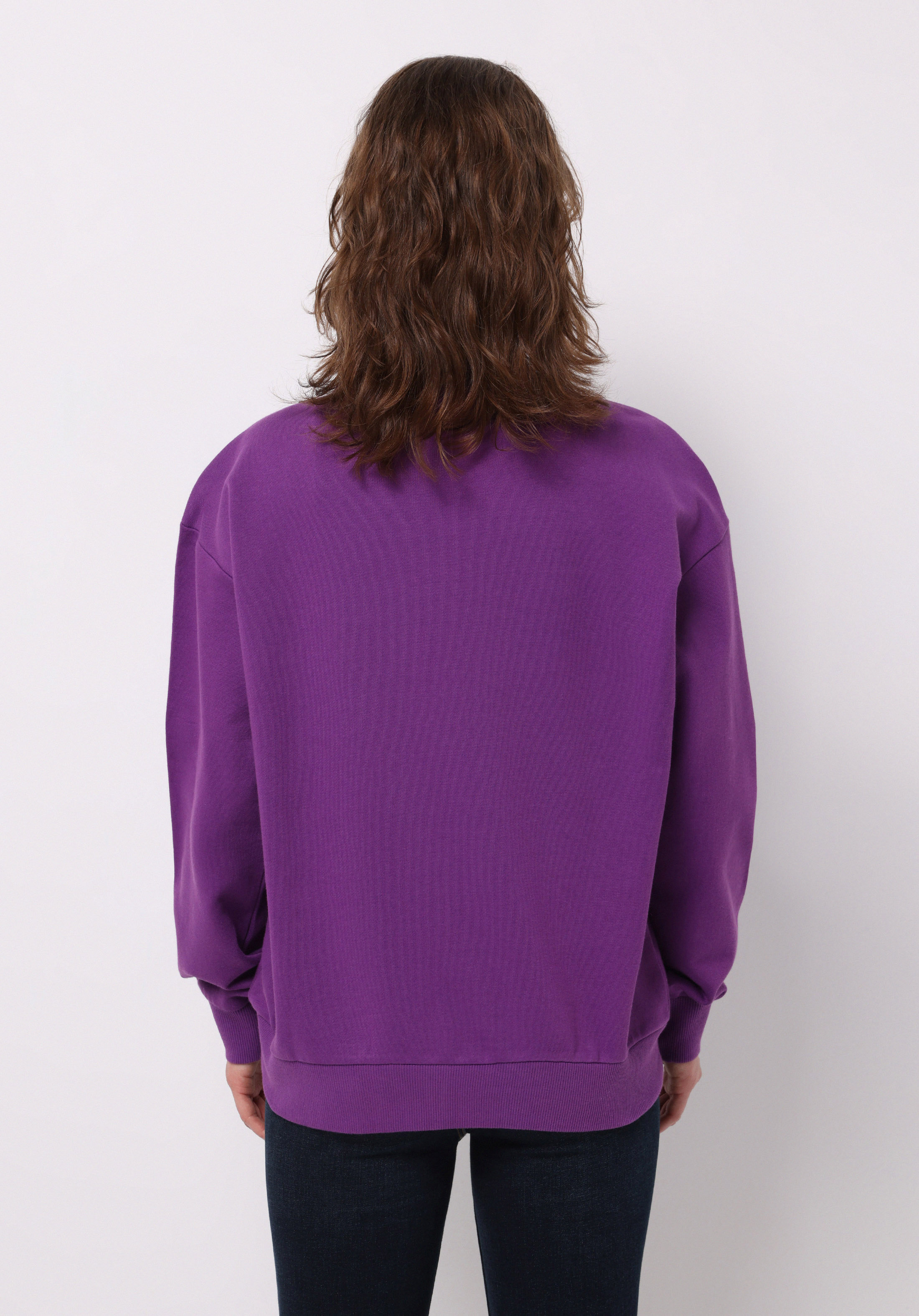 Regular Fit Yuvarlak Yaka Baskılı Kadın Mor Sweatshirt
