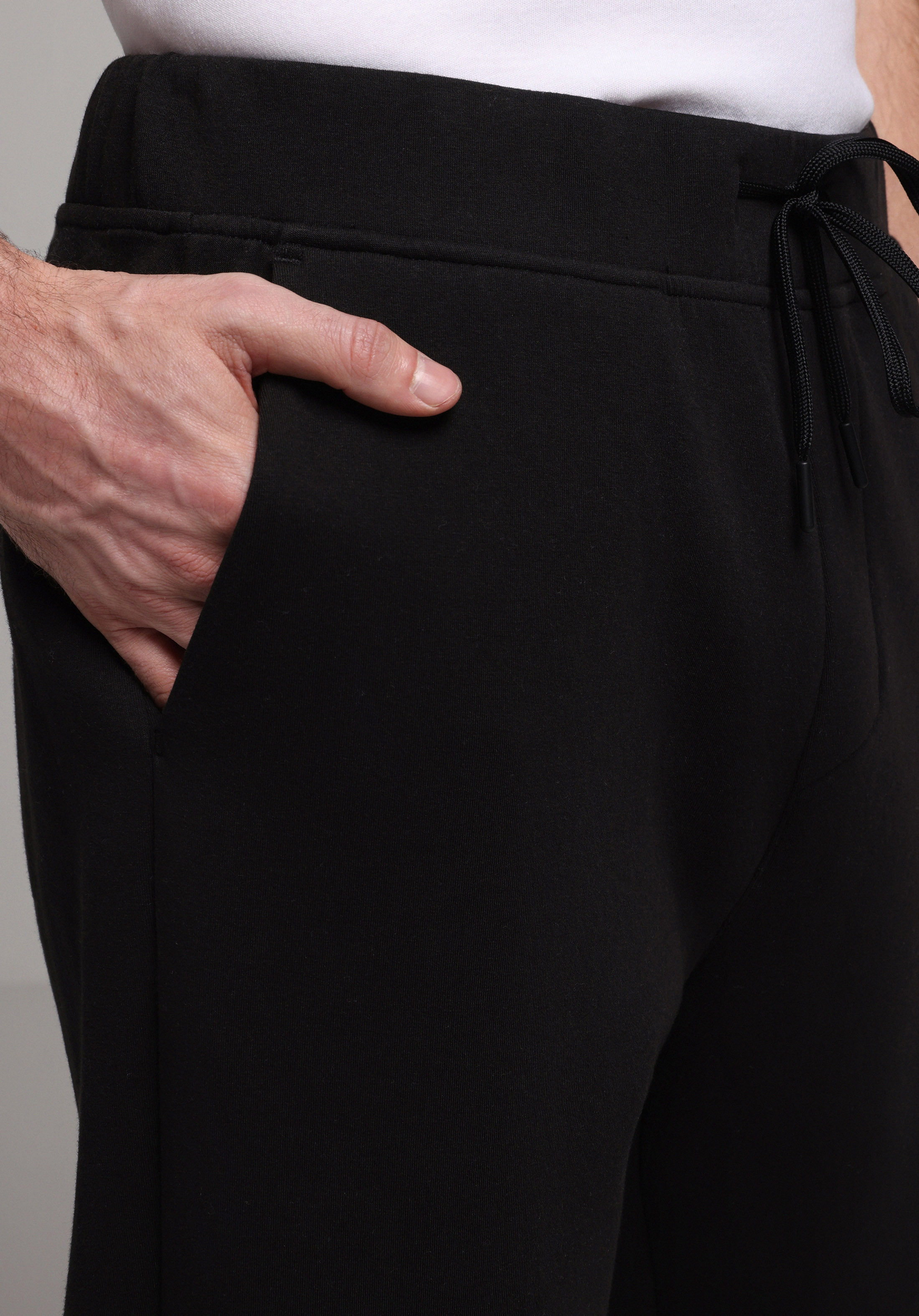 Regular Fit Orta Bel Düz Erkek Siyah Eşofman Altı