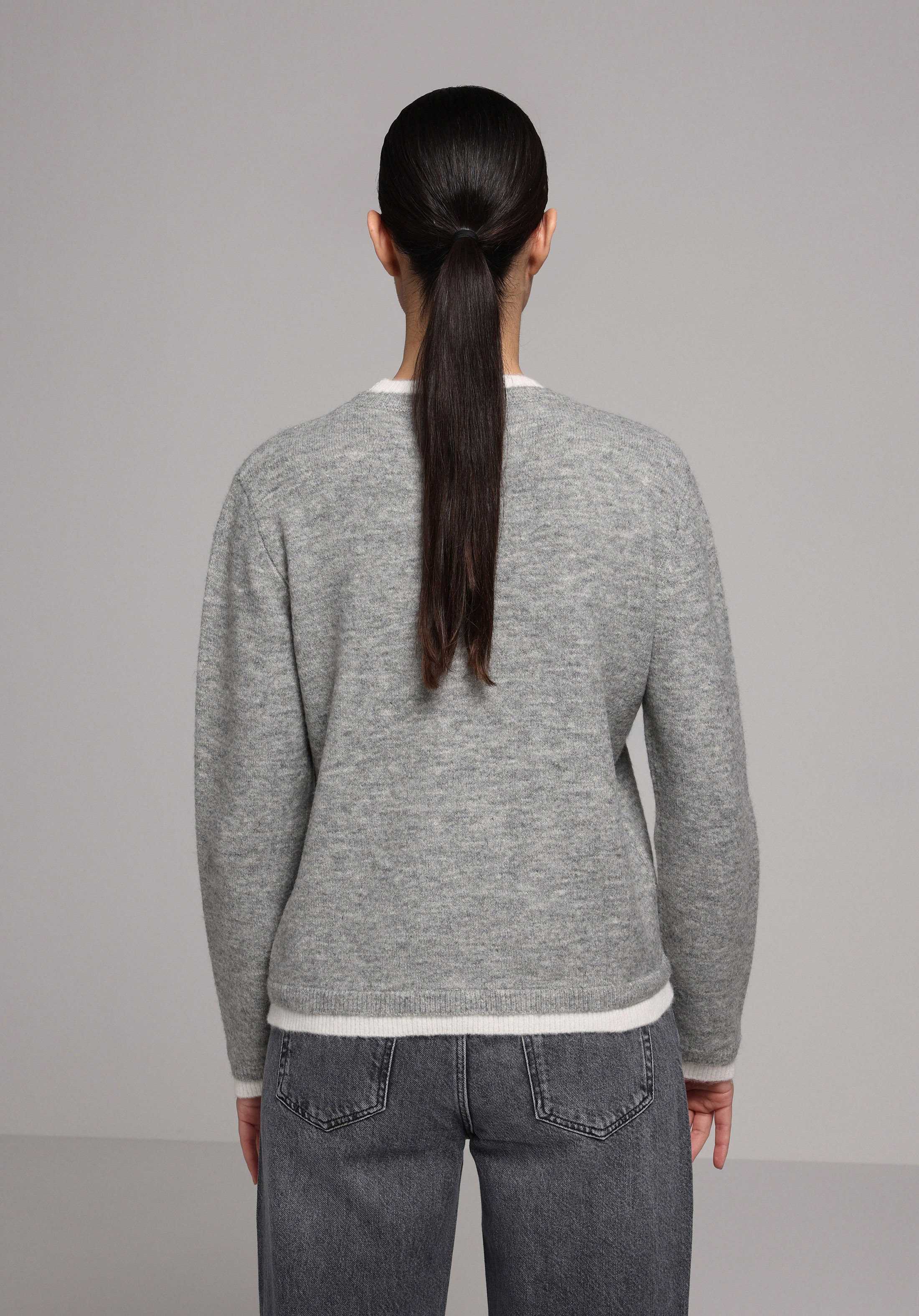 Regular Fit Yuvarlak Yaka Düz Kadın Gri Kazak