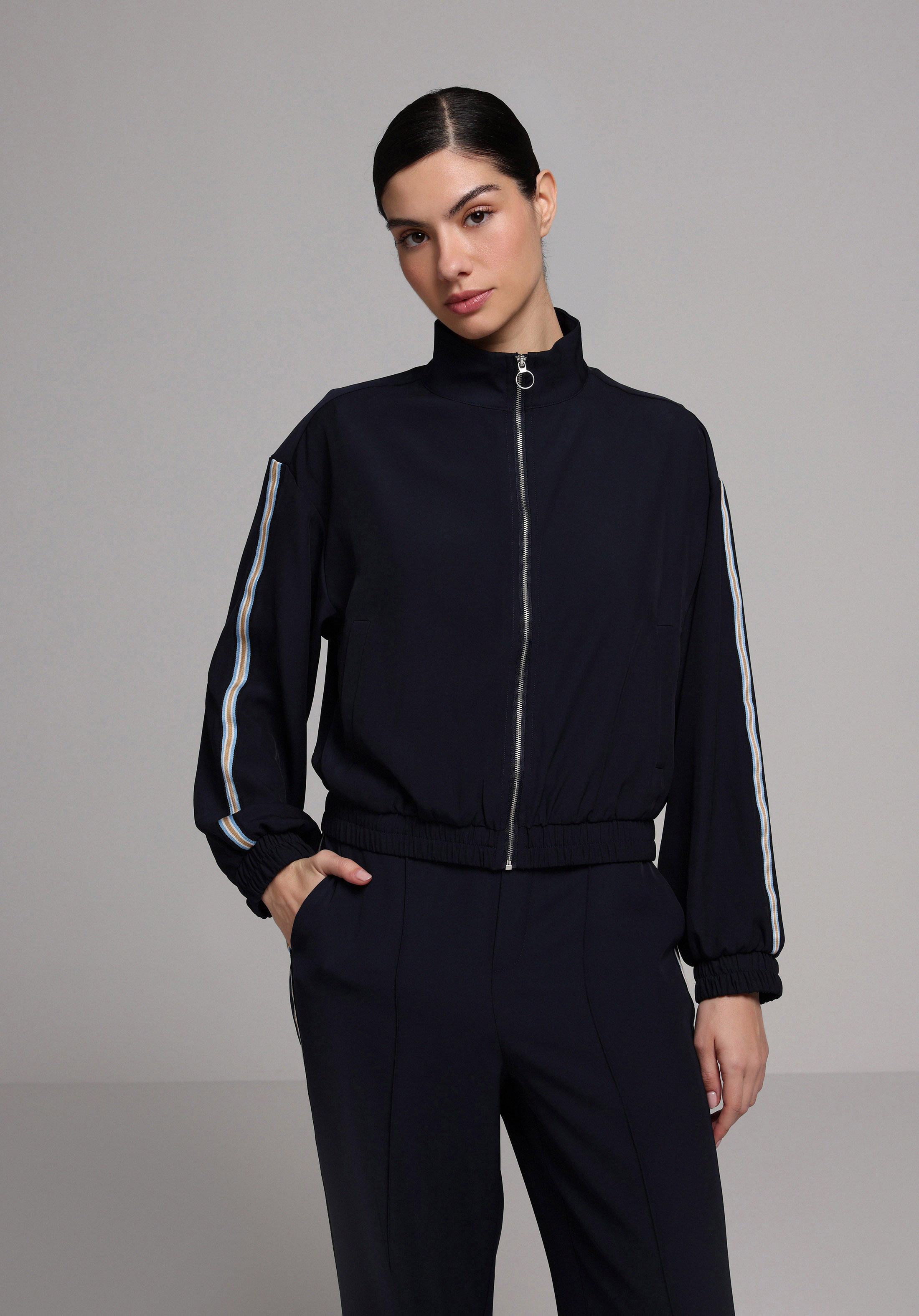 Regular Fit Fermuarlı Astarsız  Kadın Lacivert Ceket