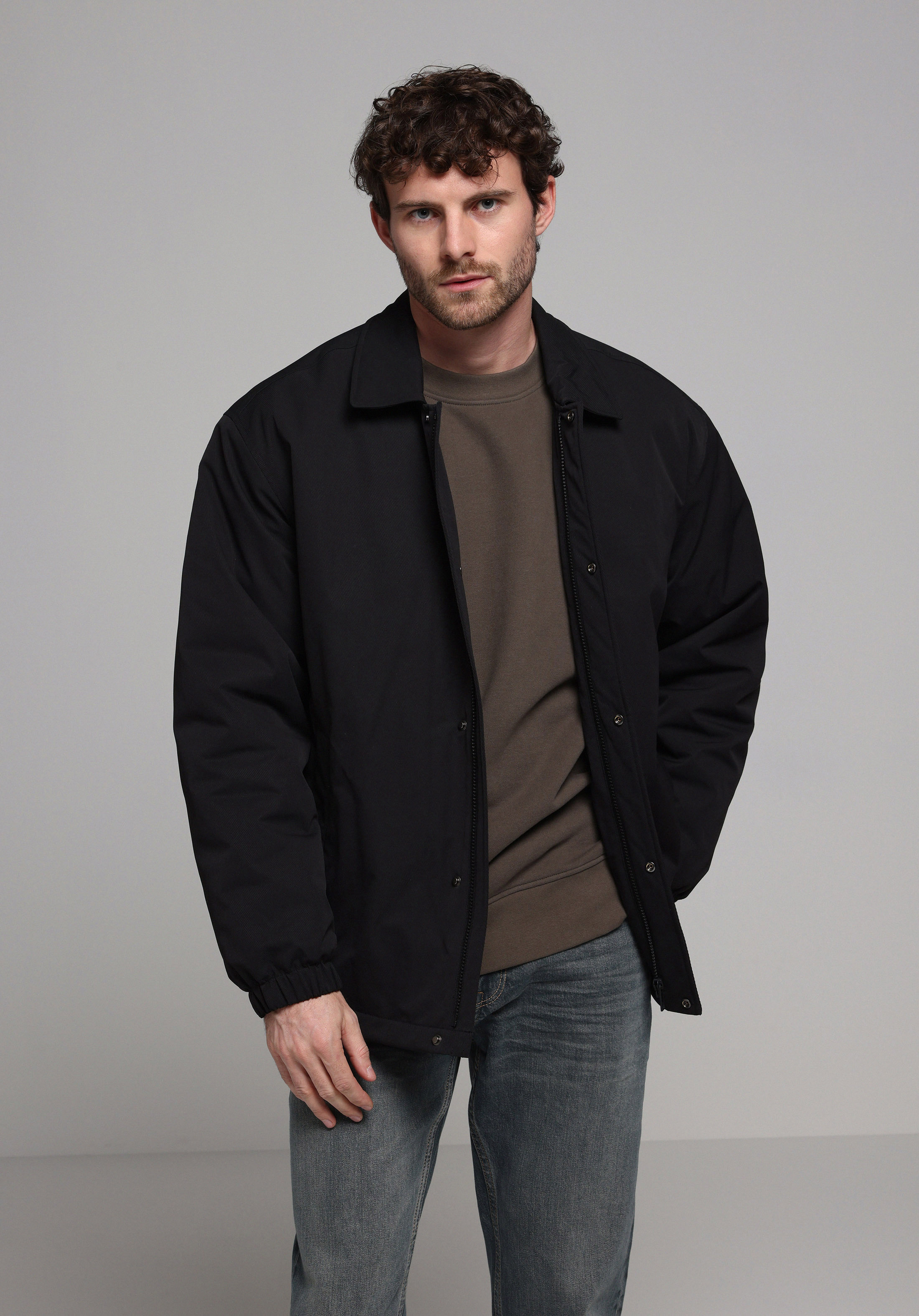 Oversize Fit     Erkek Siyah Mont