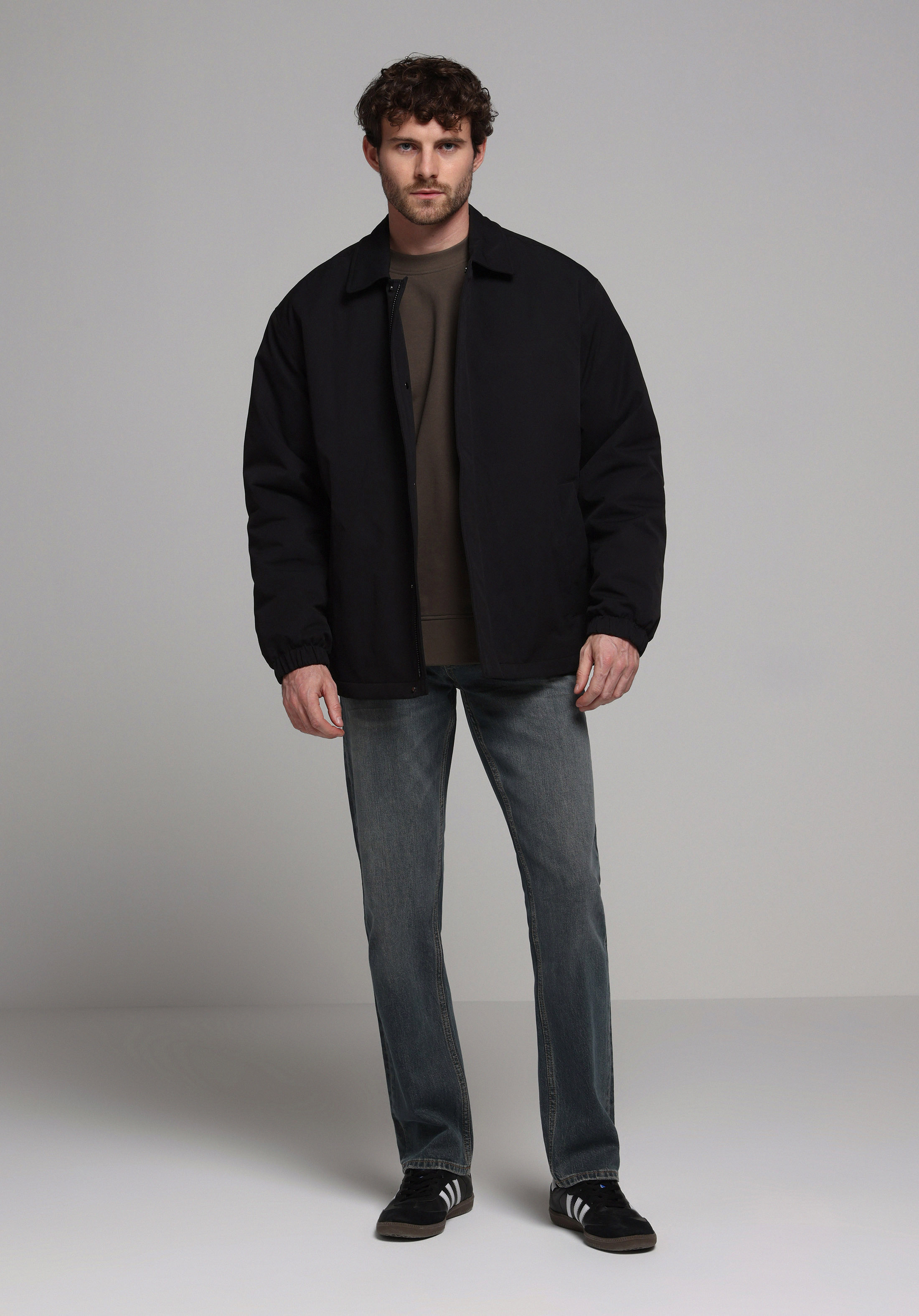 Oversize Fit     Erkek Siyah Mont