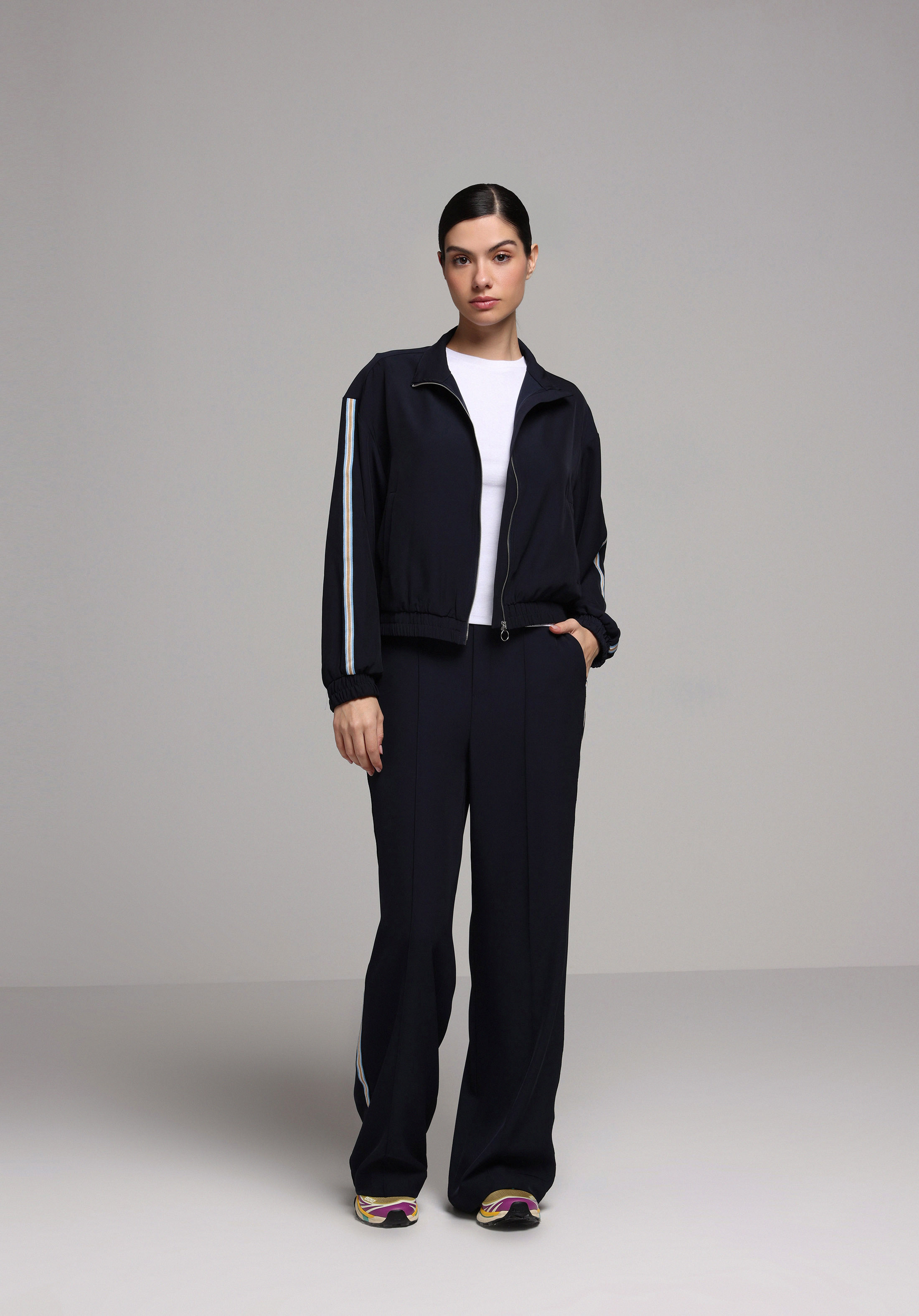 Regular Fit Yüksel Bel Geniş Paça Kadın Lacivert  Pantolon