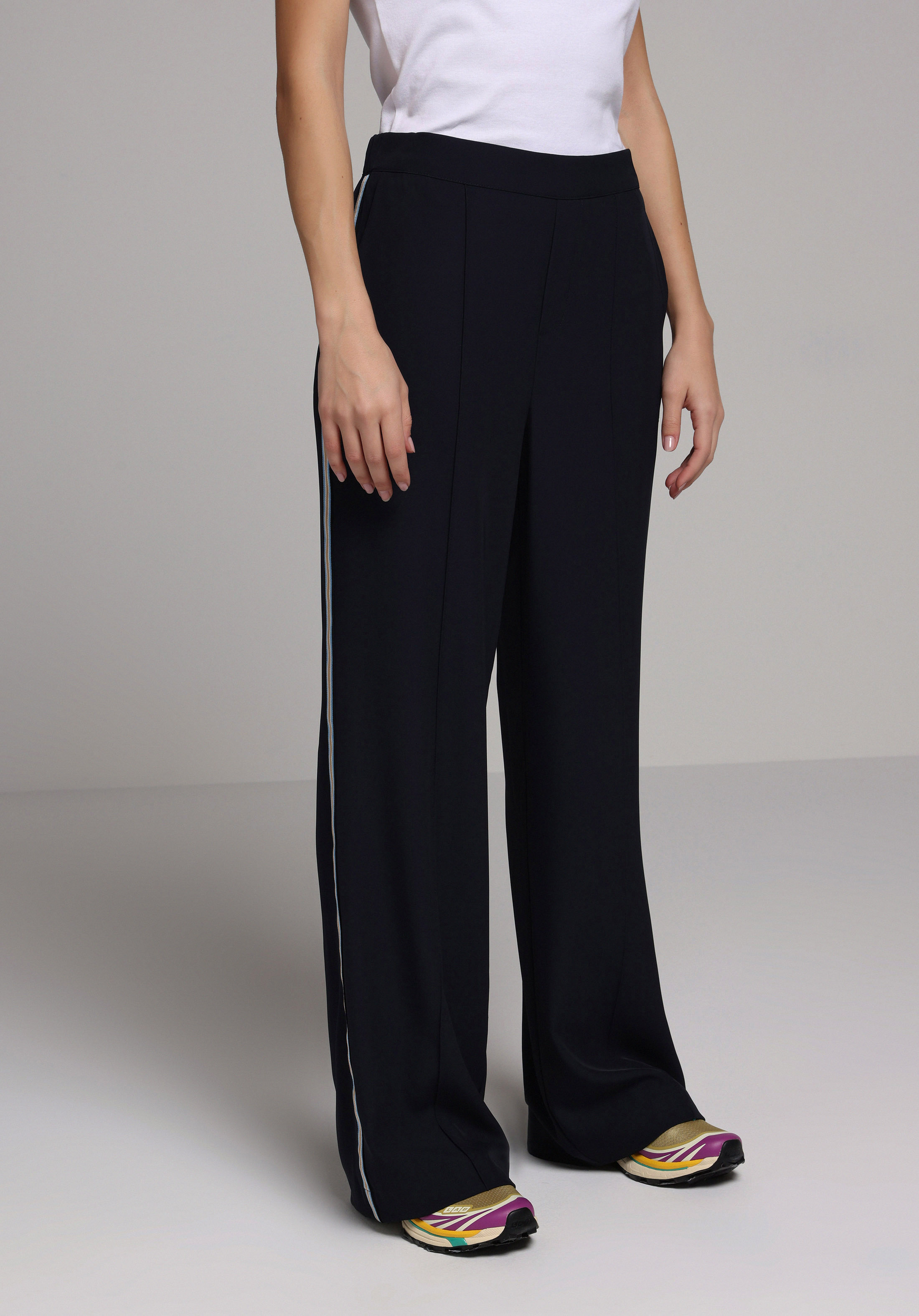 Regular Fit Yüksel Bel Geniş Paça Kadın Lacivert  Pantolon