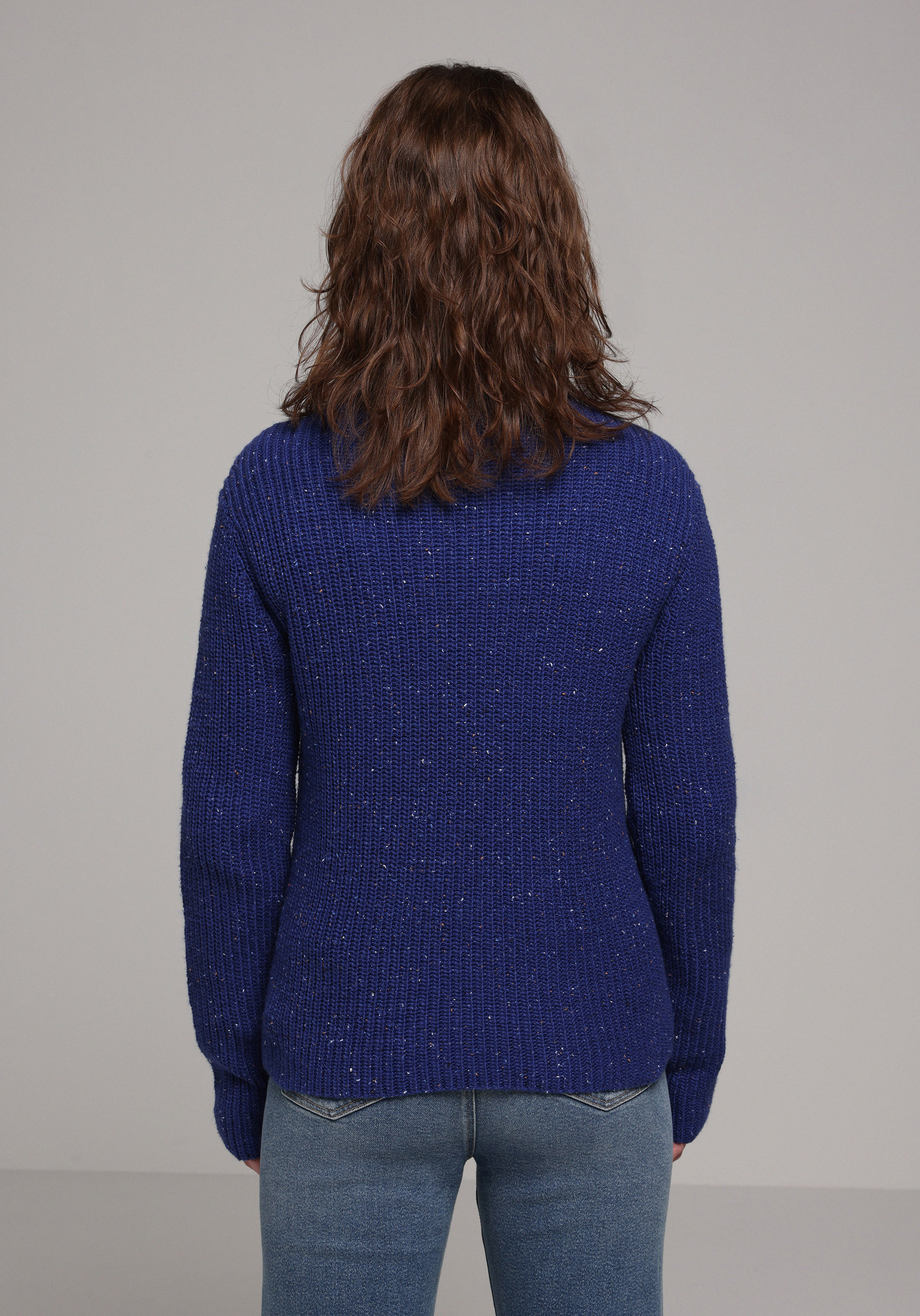 Regular Fit Yuvarlak Yaka Düz Kadın Mavi Kazak