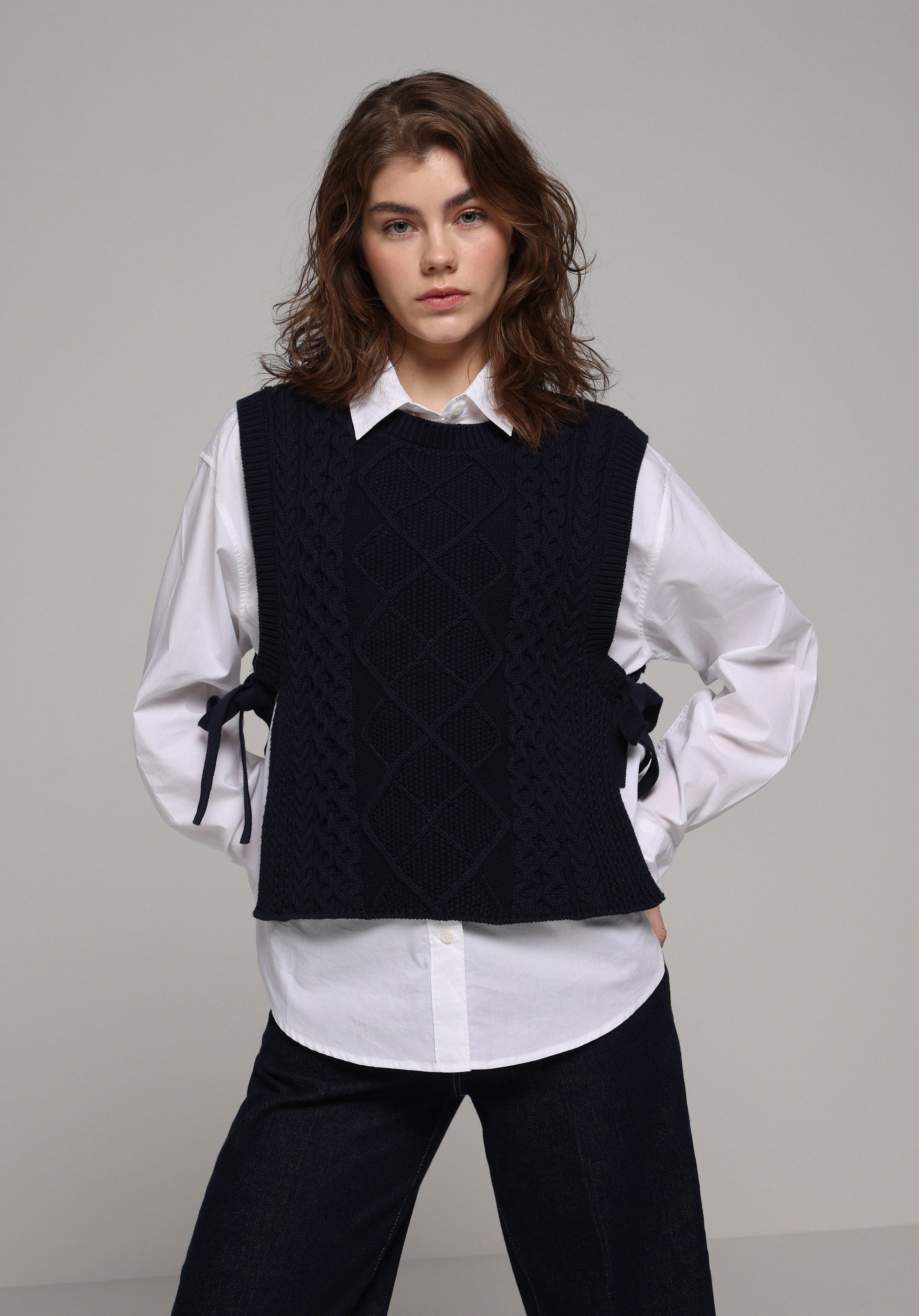 Regular Fit Yuvarlak Yaka Düz Kadın Lacivert Kazak