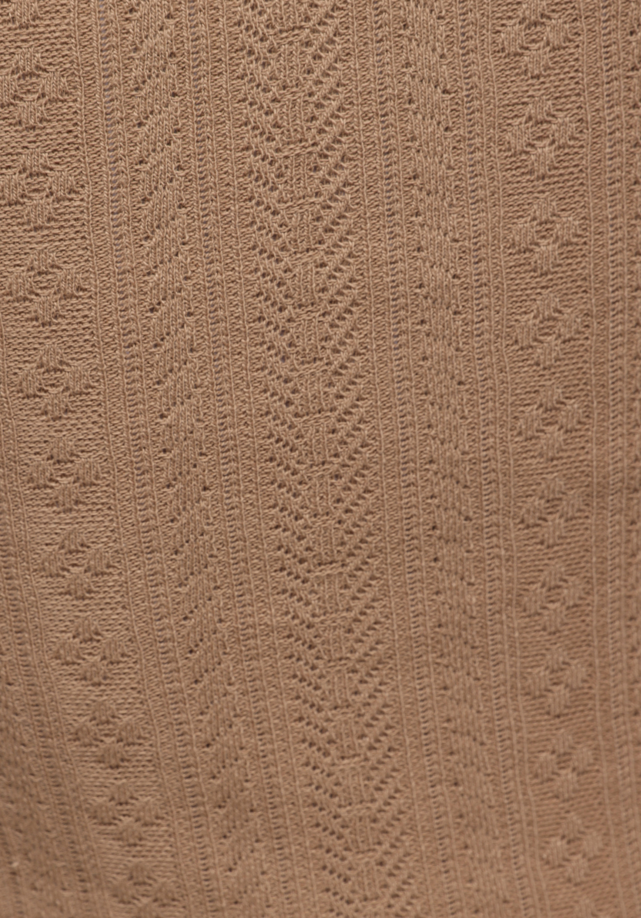 Slim Fit Yuvarlak Yaka Jakarlı Kadın Kahverengi Kısa Kol Tişört